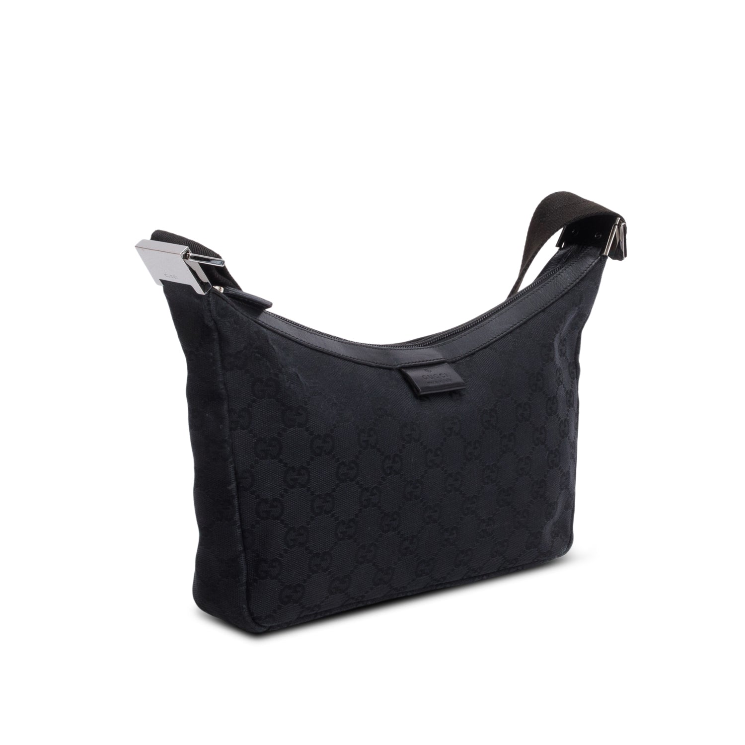 Gucci Black Monogram Medium Half Hobo Bag