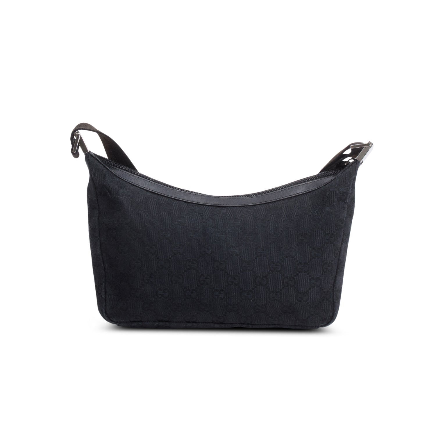 Gucci Black Monogram Medium Half Hobo Bag