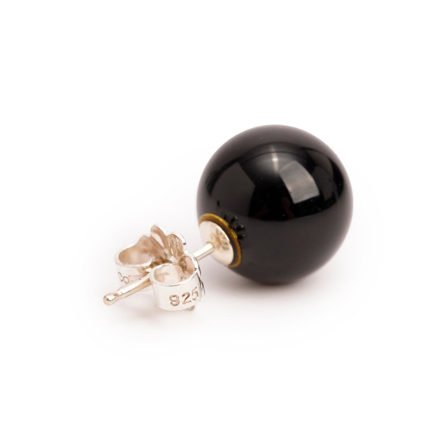 Tiffany & Co. Sterling Silver Black Onyx HardWear 10 MM Ball Earrings