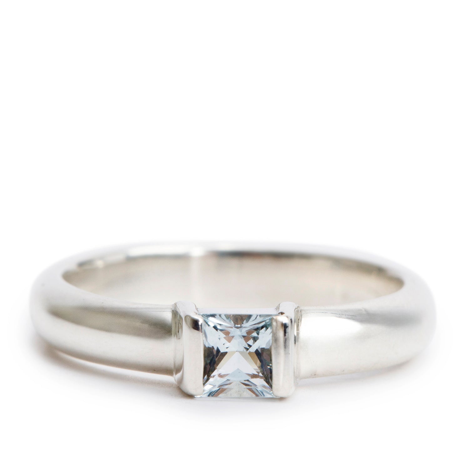 Tiffany & Co. Sterling Silver Aquamarine Stacking Band Ring, Size 5.5