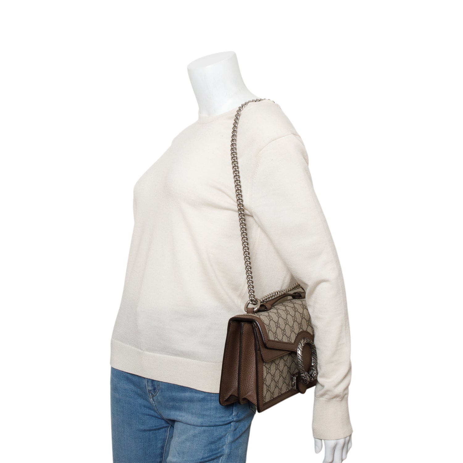 Gucci GG Supreme Monogram Textured Dollar Calfskin Top Handle Dionysus Bag w/ Box