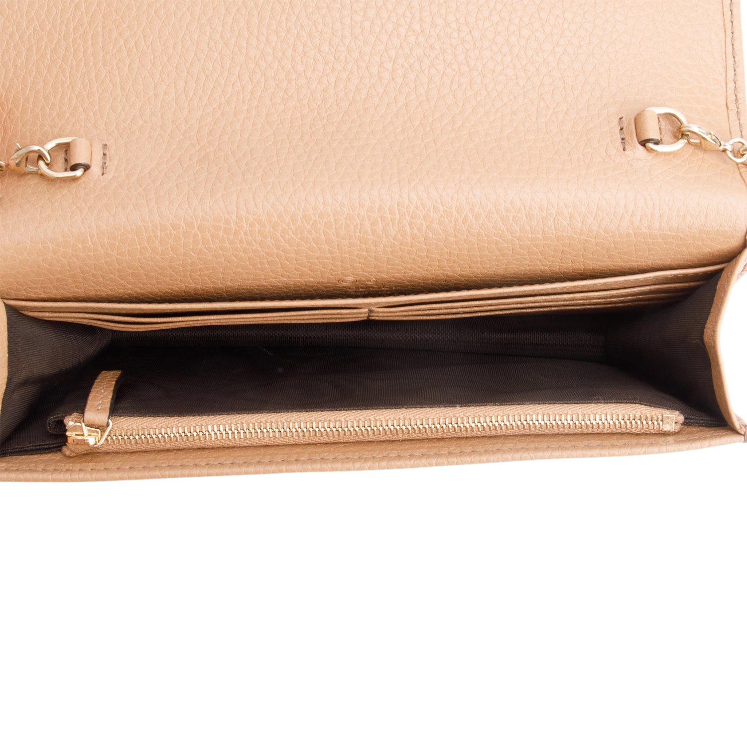 Gucci Brown Pebbled Calfskin Soho Wallet on Chain w/ Box