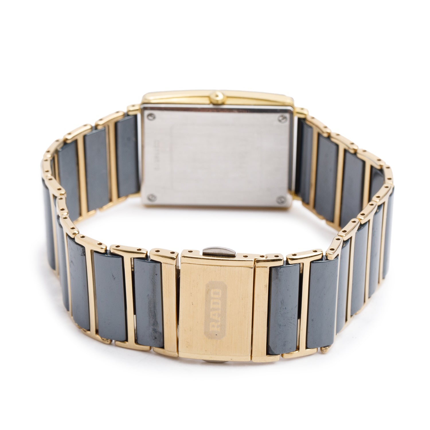 Rado Two-Tone Stainless Steel & Black Ceramic Diastar Jubile Quartz Watch Black Diamond Dial