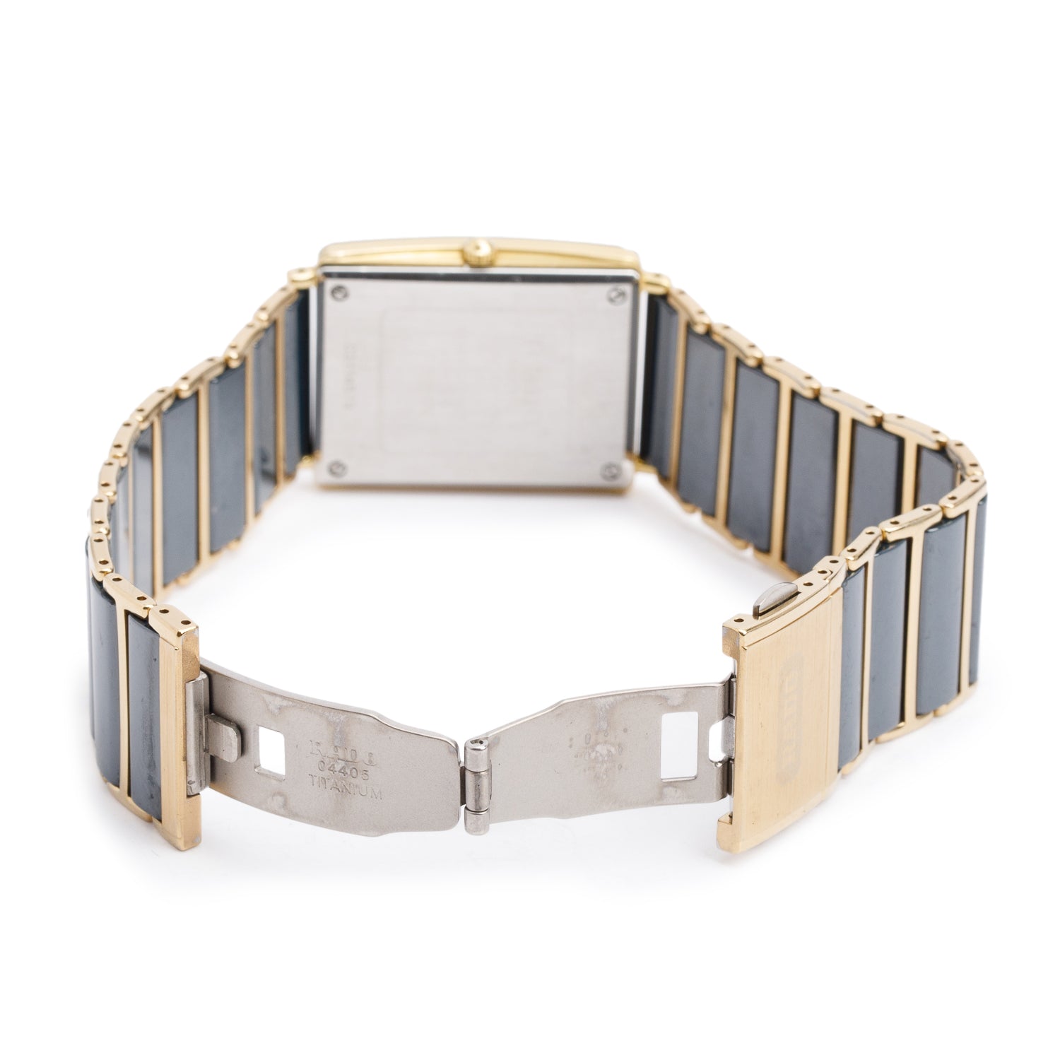 Rado Two-Tone Stainless Steel & Black Ceramic Diastar Jubile Quartz Watch Black Diamond Dial