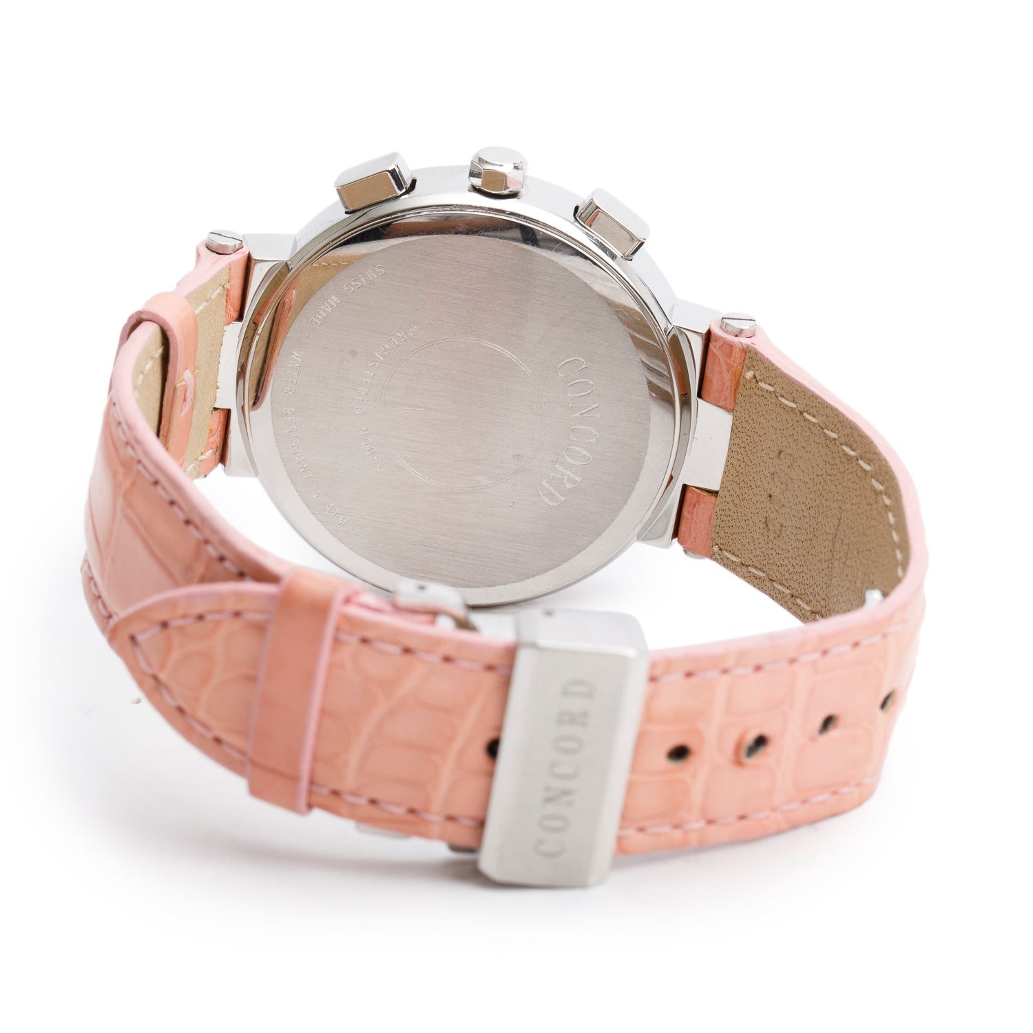 Concord Stainless Steel Diamond Bezel La Scala 38 MM Quartz Chronograph Watch Silver Diamond Dial w/ Box