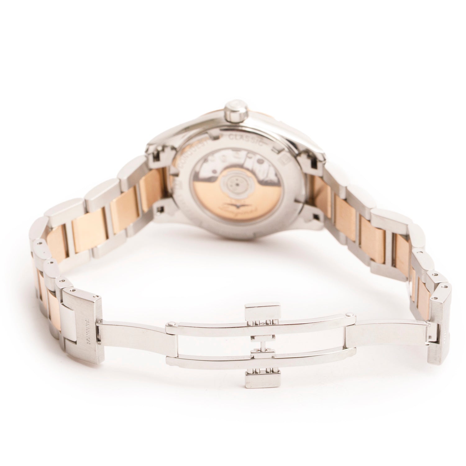 Longines Rose Gold-Plated & Stainless Steel Conquest 30 MM Automatic Watch Black Dial