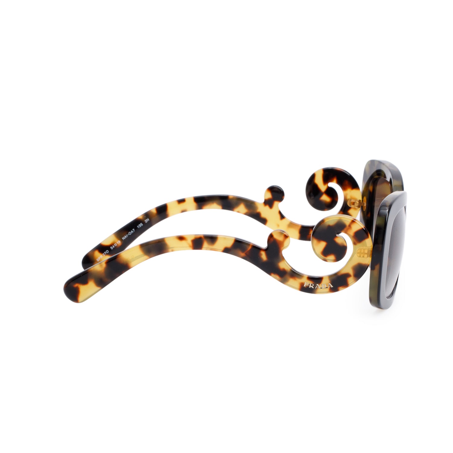 Prada SPR270 Black & Tortoiseshell Acetate Baroque Spiral Sunglasses w/ Box & Case