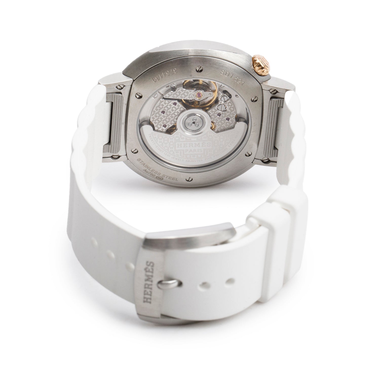 Hermes Stainless Steel & Rose Gold Diamond Bezel Cut 36 MM Automatic Watch, Large Model