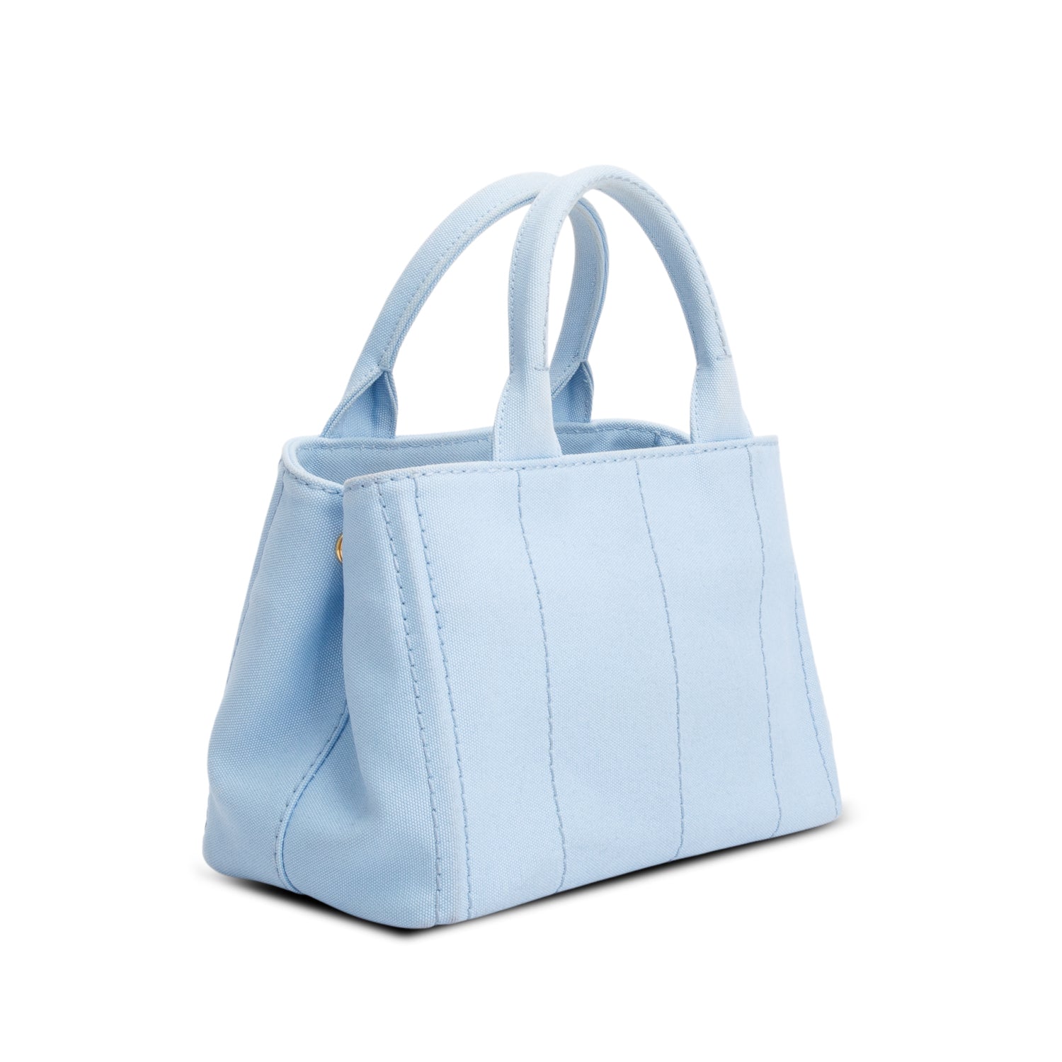 Prada Blue Canvas Small Canapa Logo Tote w/ Strap & Authenticity Card