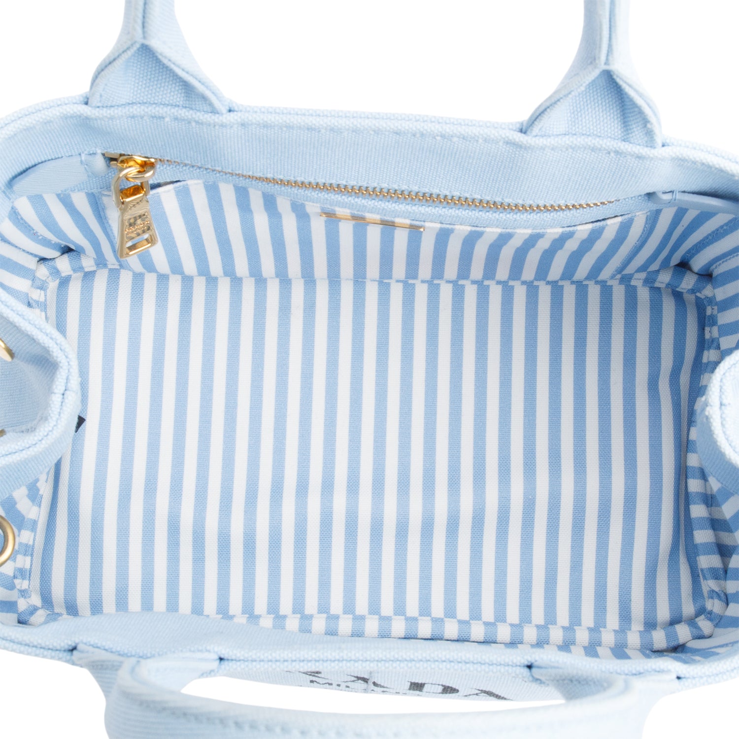 Prada Blue Canvas Small Canapa Logo Tote w/ Strap & Authenticity Card