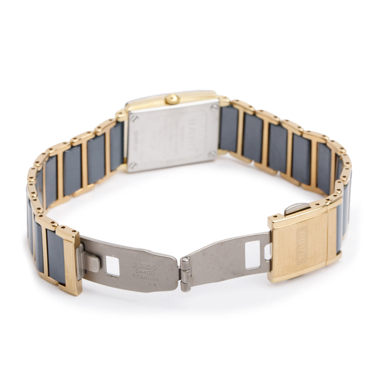 Rado Two-Tone Stainless Steel & Black Ceramic Diastar Quartz Watch Black Dial