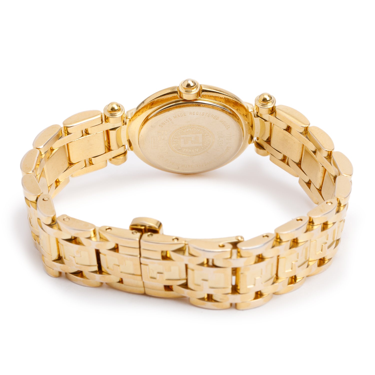 Fendi Gold-Plated Stainless Steel 770L Series 25 MM Quartz Watch Mother of Pearl Dial