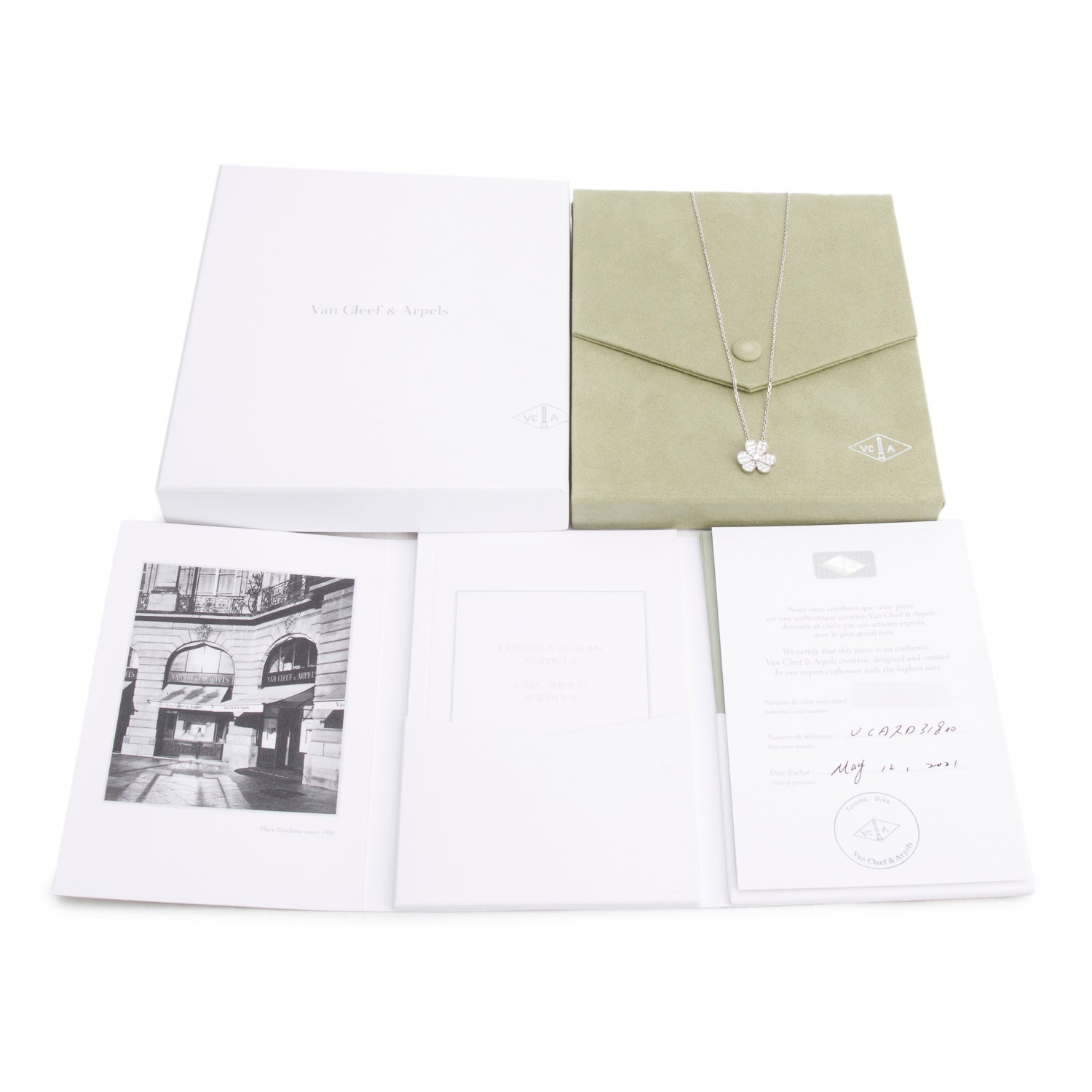Van Cleef & Arpels 18k White Gold Diamond Frivole Pendant Necklace, Small Model w/ Box & Certificate