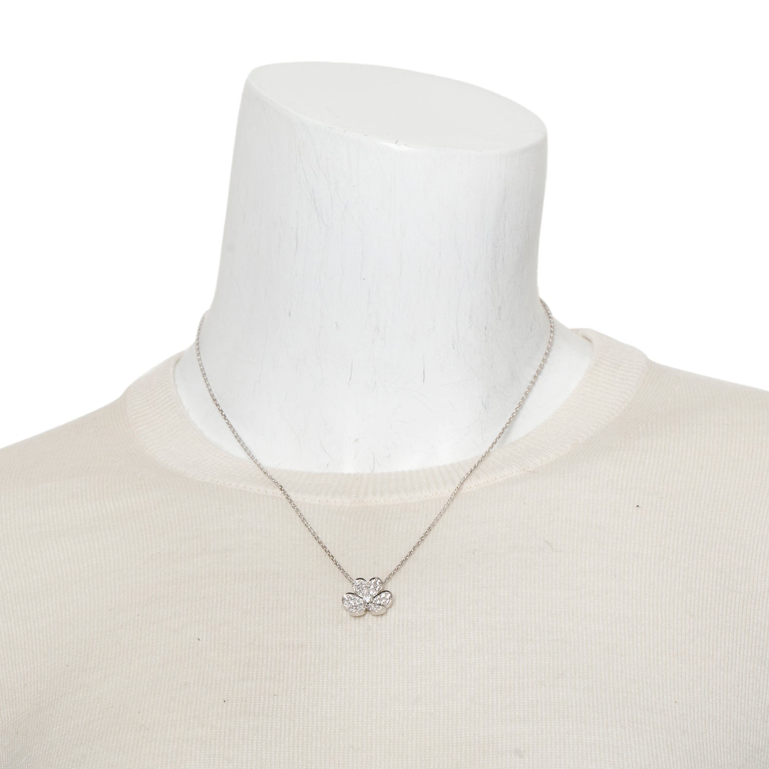 Van Cleef & Arpels 18k White Gold Diamond Frivole Pendant Necklace, Small Model w/ Box & Certificate
