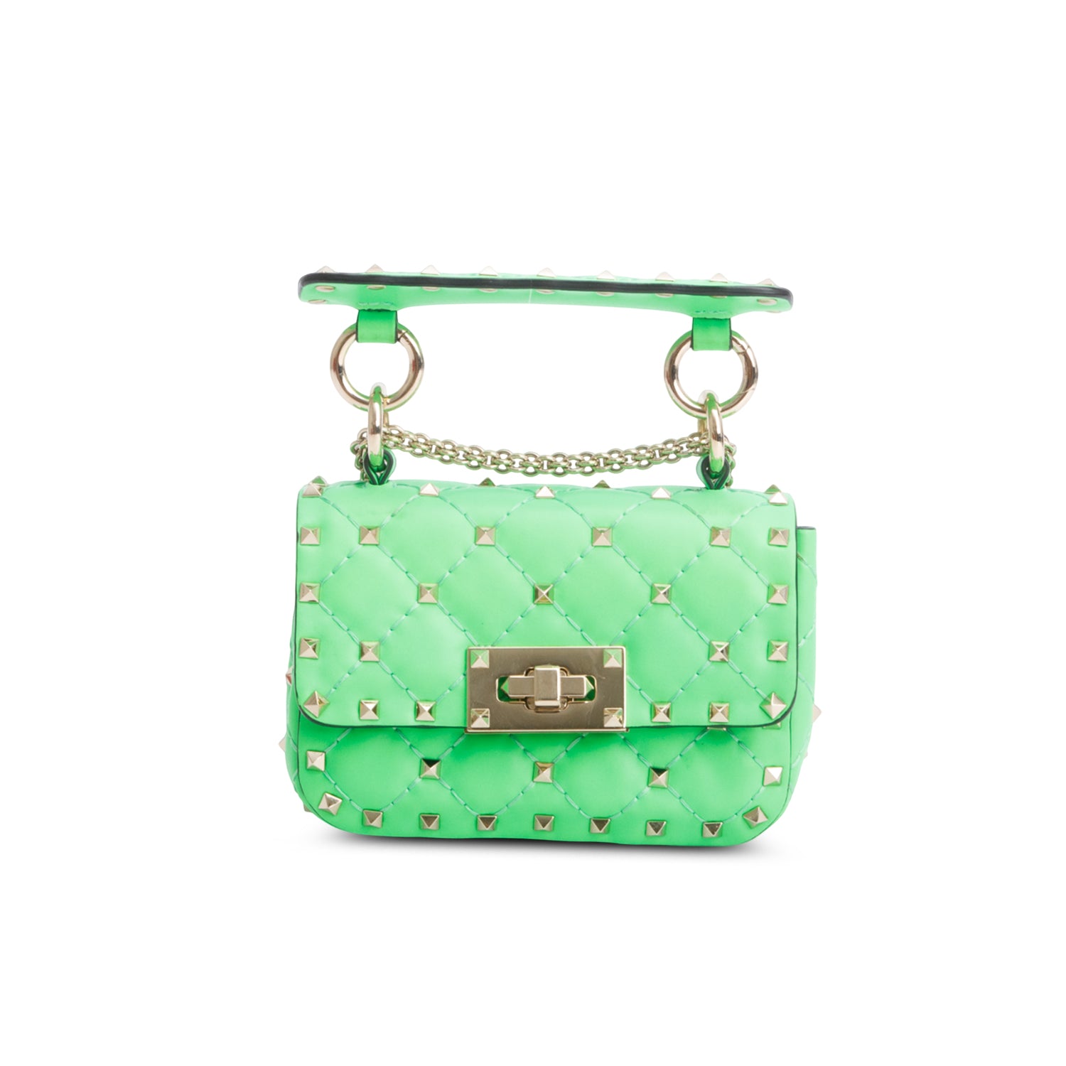 Valentino Green Calfskin Mini Rockstud Spike Shoulder Bag w/ Box