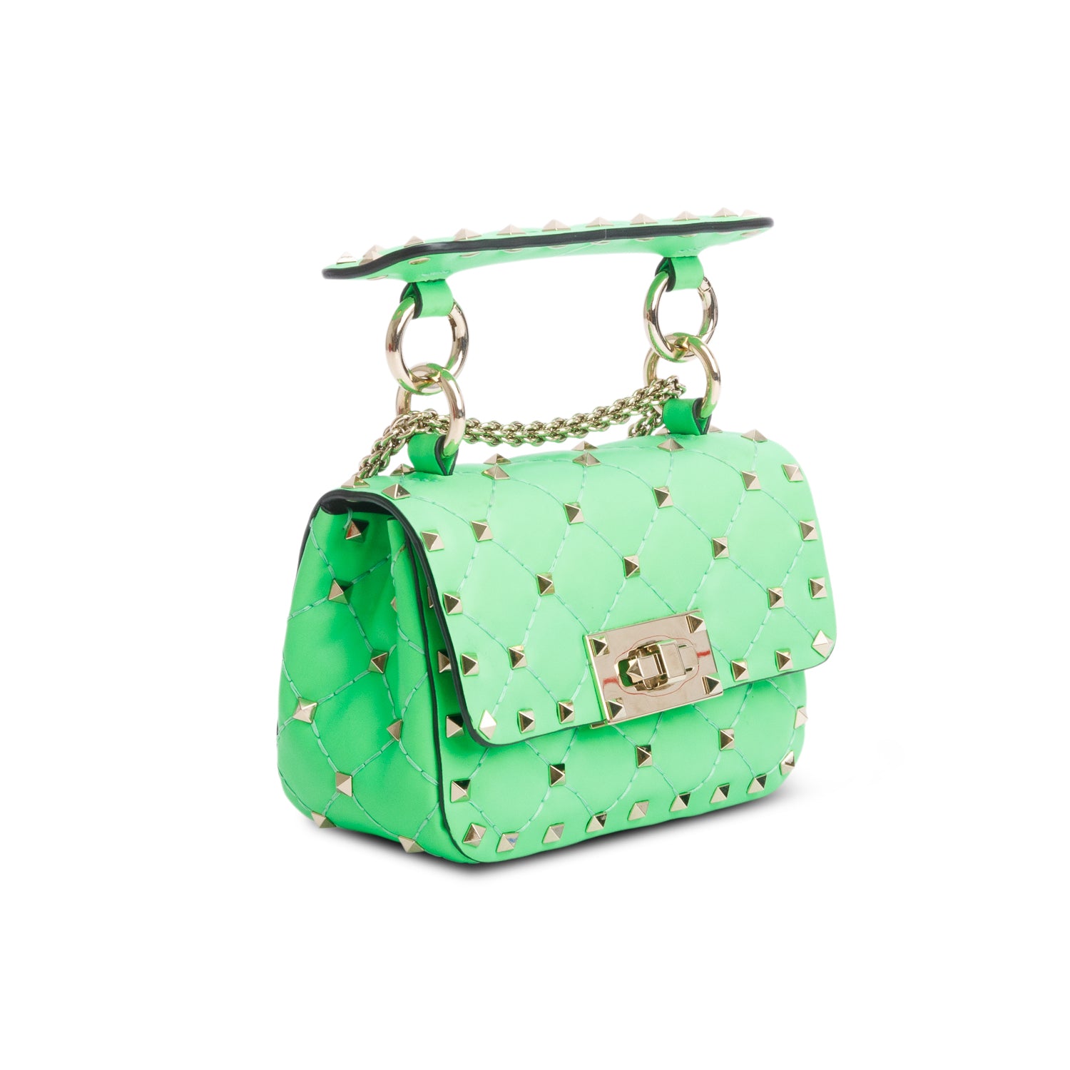Valentino Green Calfskin Mini Rockstud Spike Shoulder Bag w/ Box