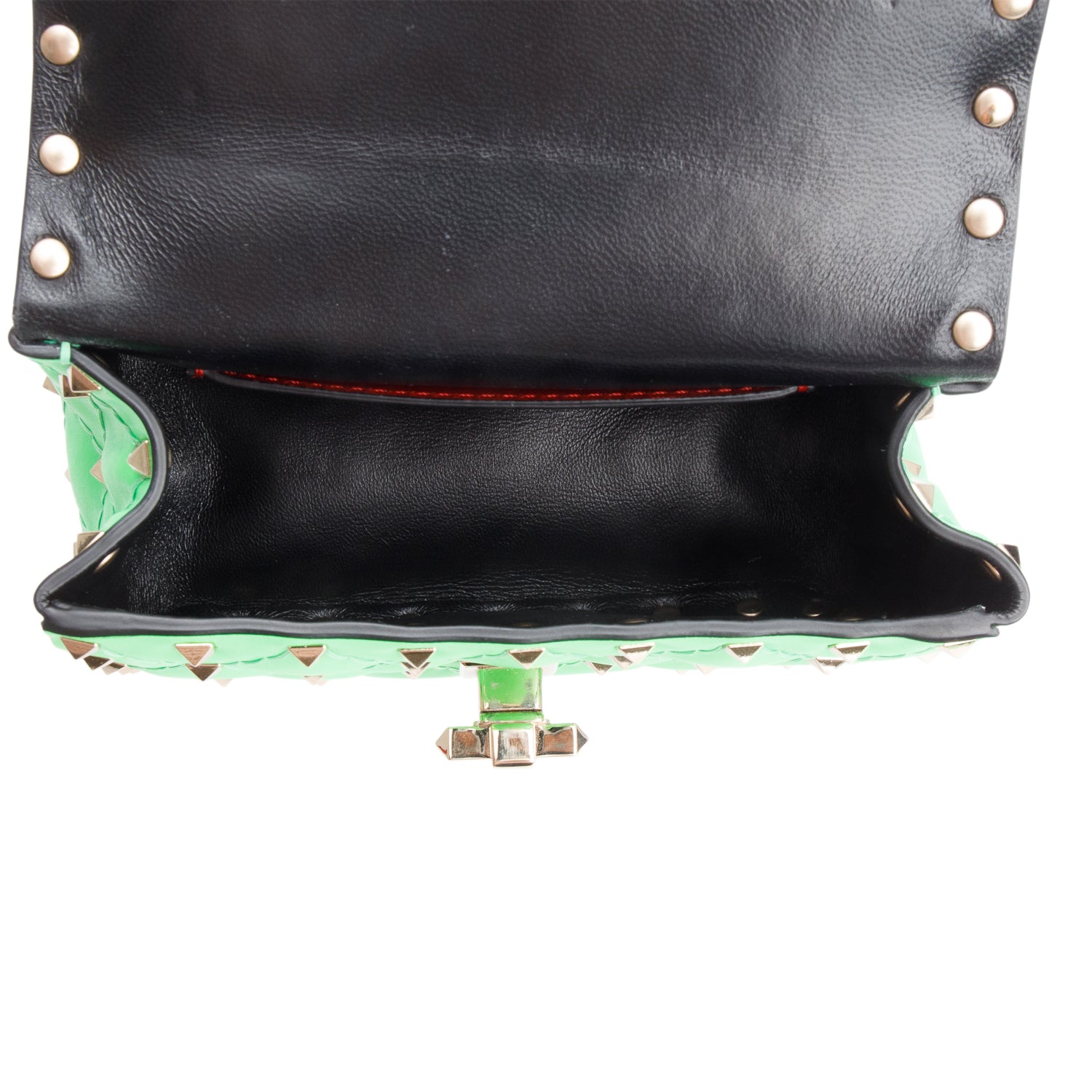 Valentino Green Calfskin Mini Rockstud Spike Shoulder Bag w/ Box