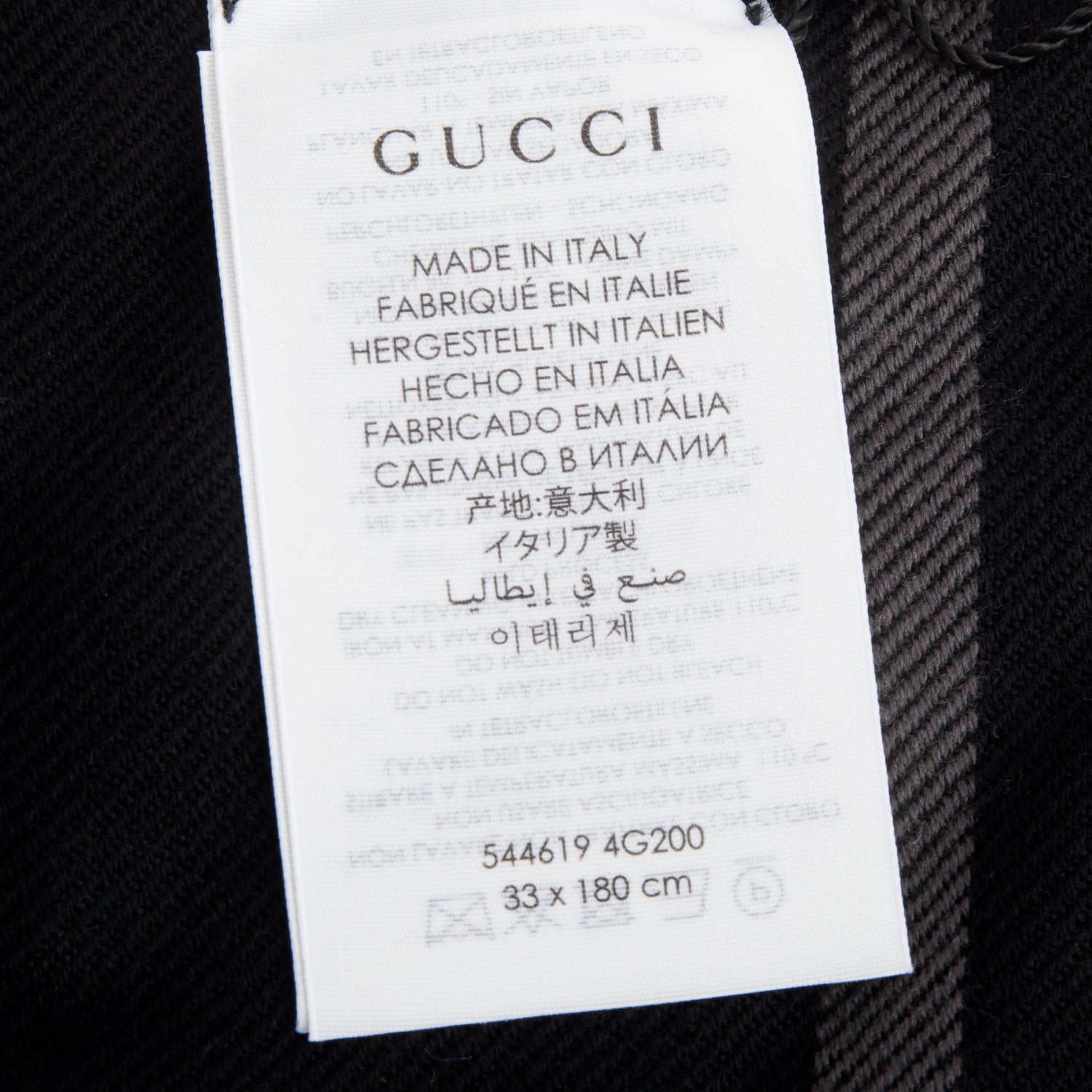 Gucci Black/Grey Wool GG Monogram Fringe Scarf w/ Box