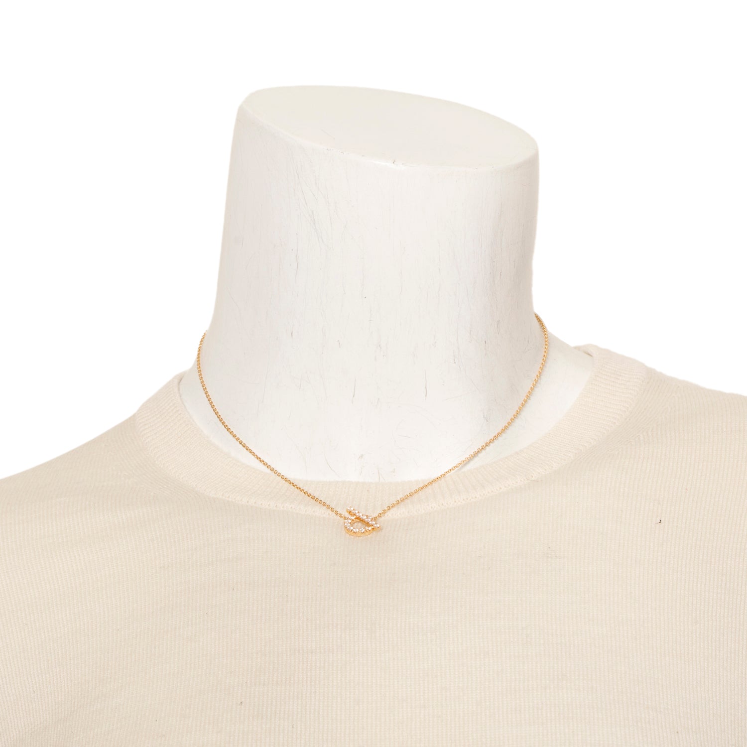 Hermes 18k Rose Gold Diamond Finesse Pendant Necklace