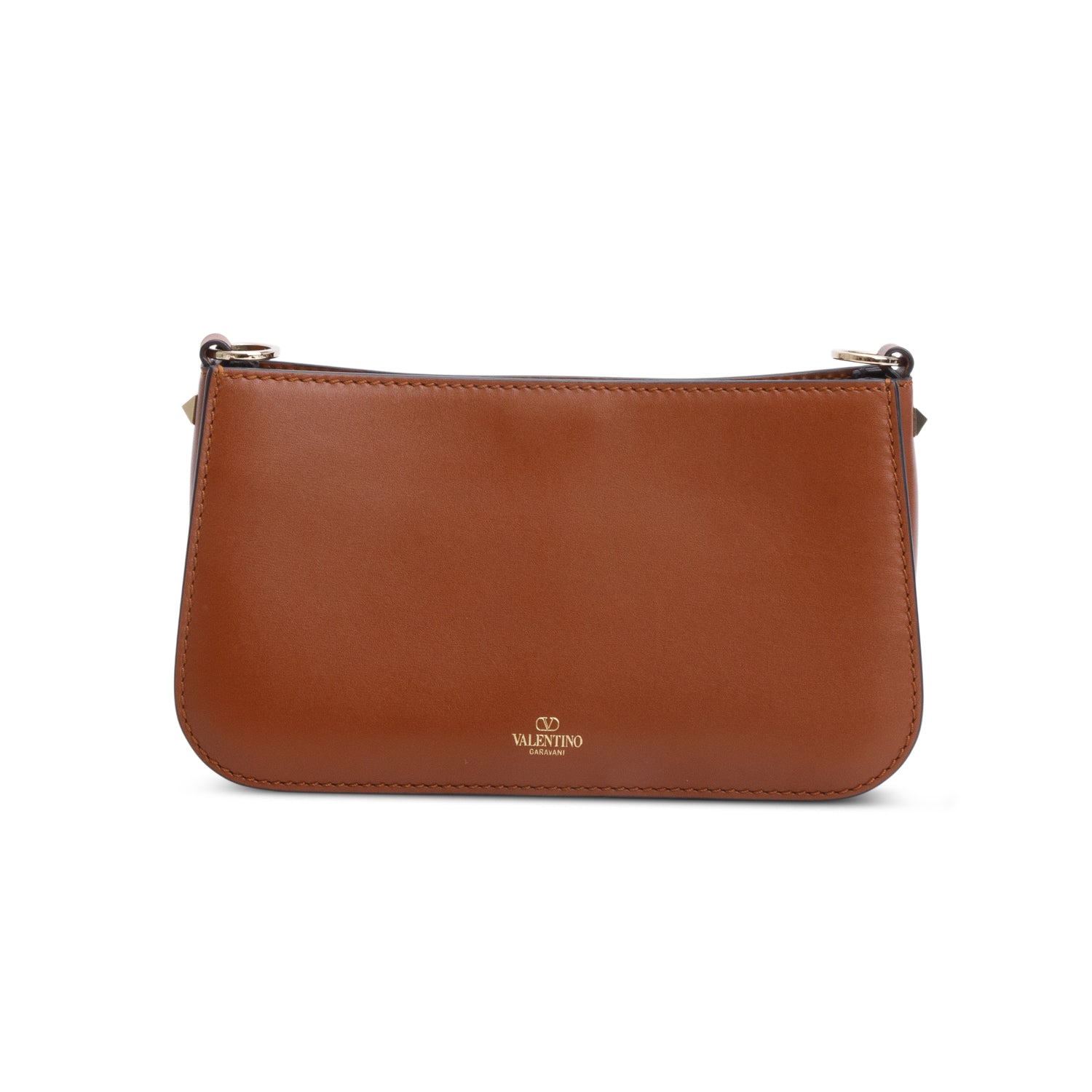 Valentino Brown Calfskin Rockstud Fierce Small Shoulder Bag