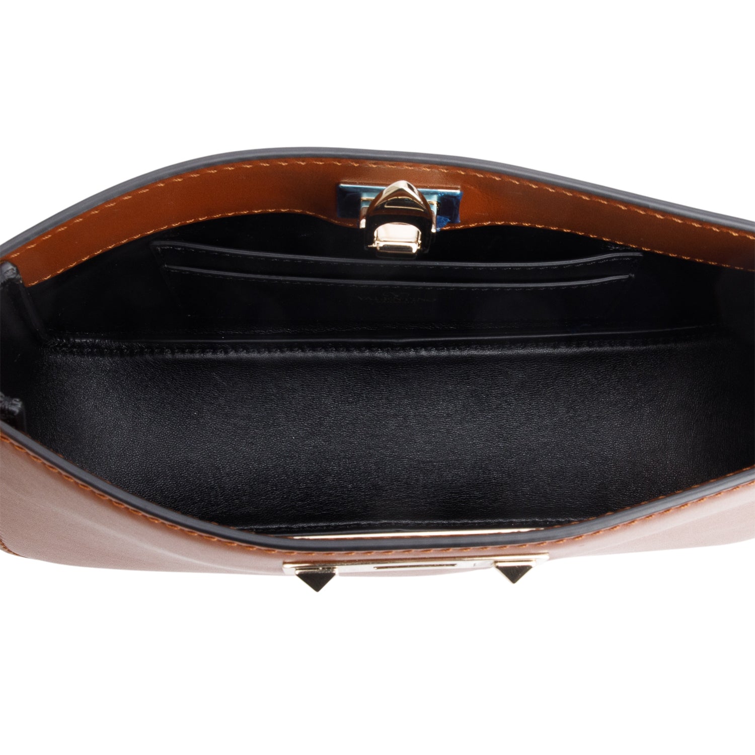 Valentino Brown Calfskin Rockstud Fierce Small Shoulder Bag