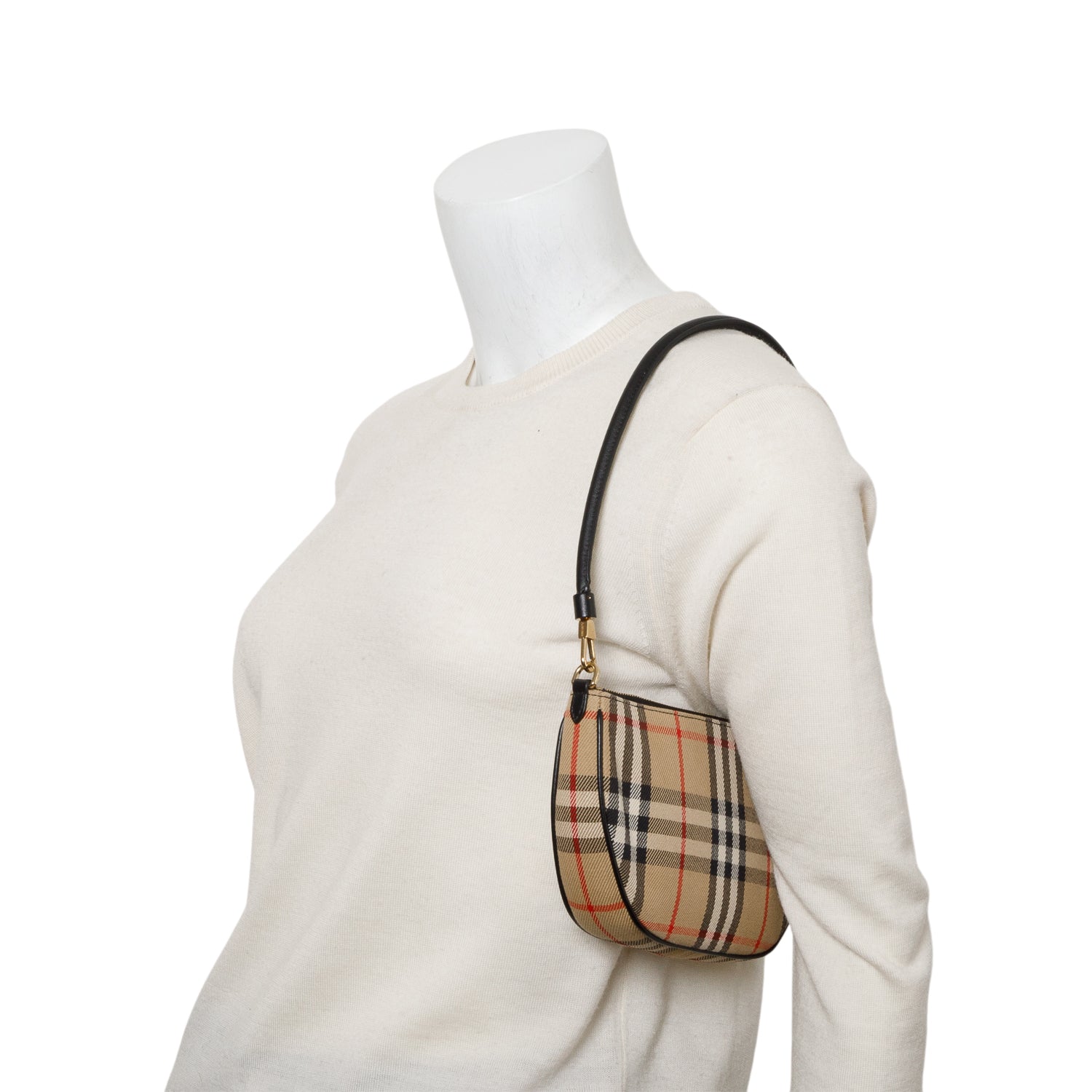 Burberry Beige Vintage Check Calfskin Olympia Slim Pouch
