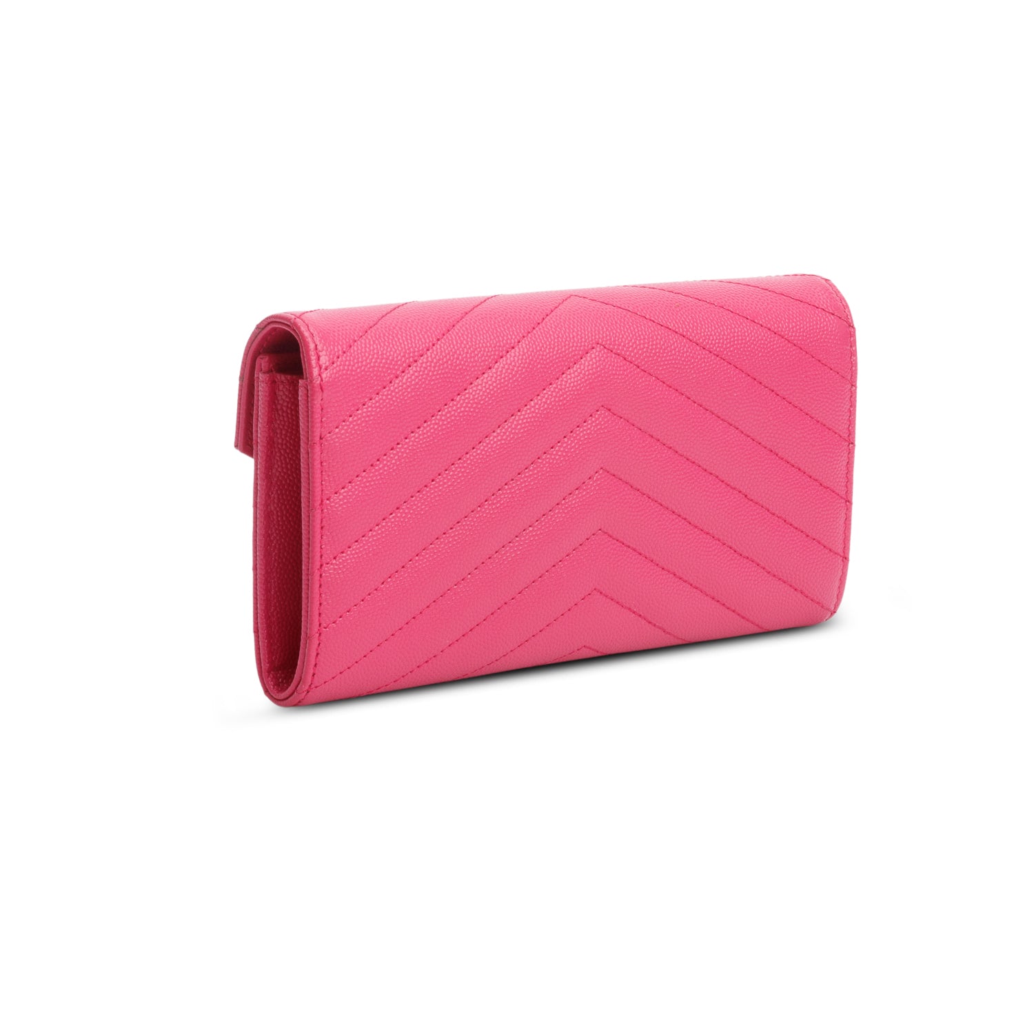 Saint Laurent 2021 Pink Grain de Poudre Cassandre Matelasse Large Flap Wallet w/ Box