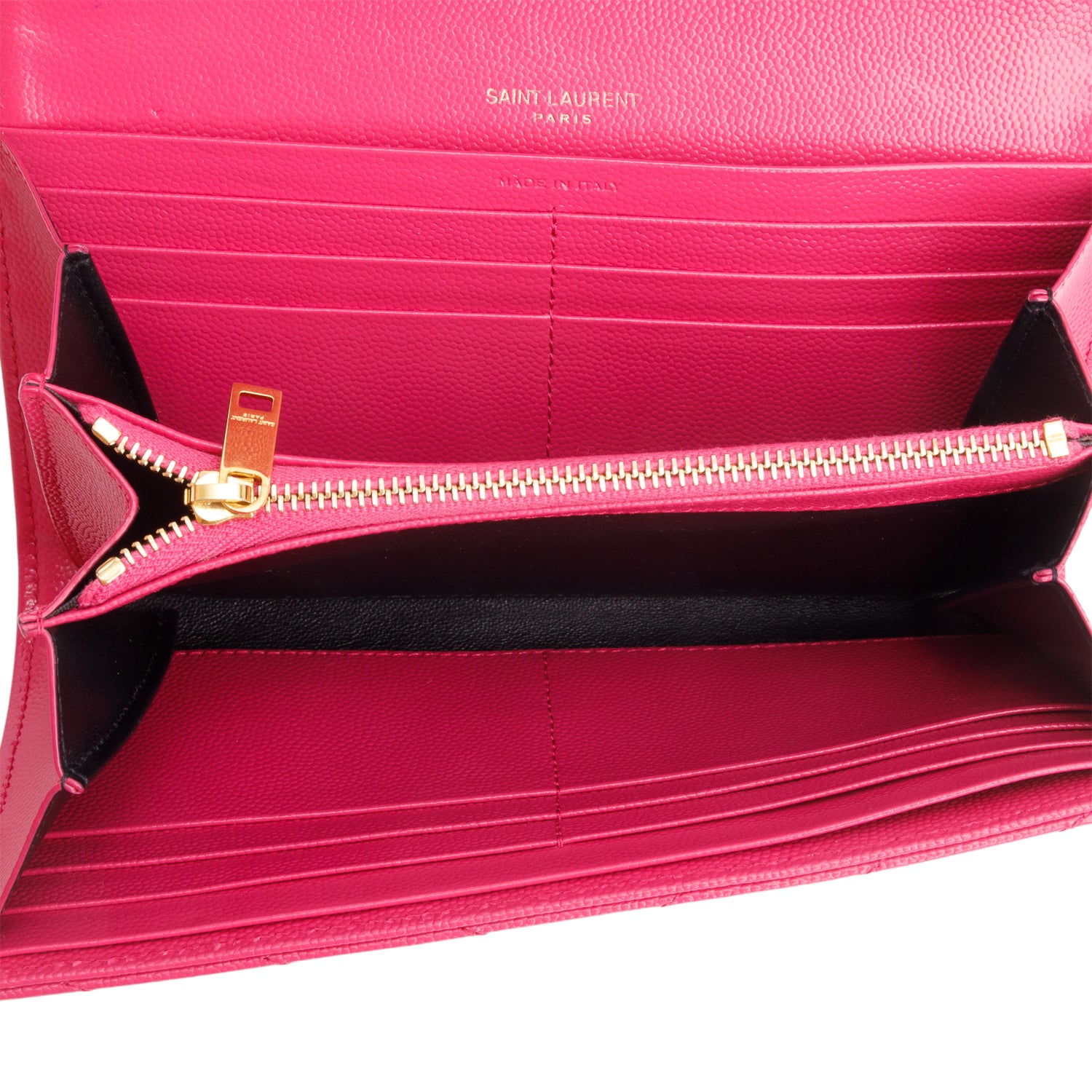 Saint Laurent 2021 Pink Grain de Poudre Cassandre Matelasse Large Flap Wallet w/ Box