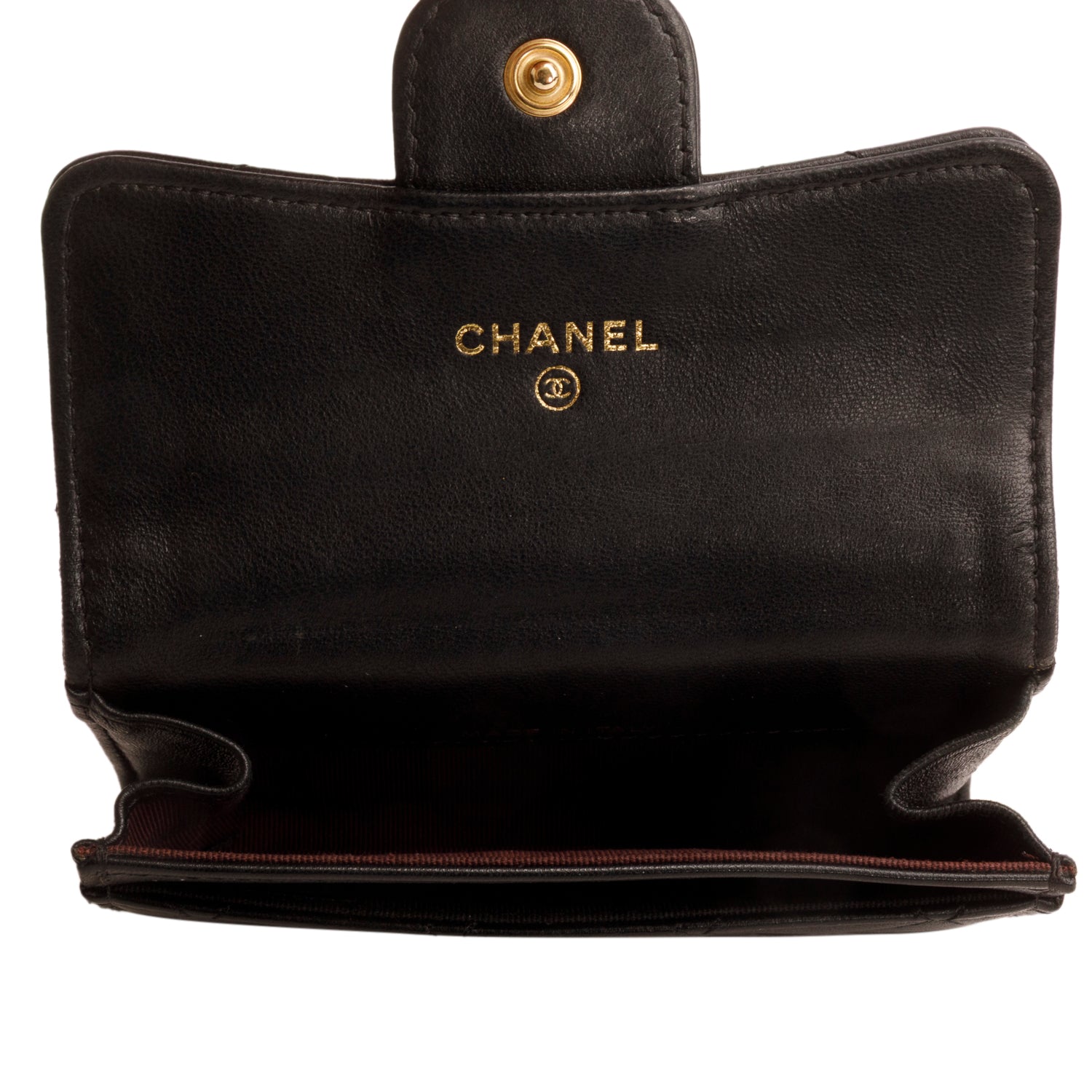 Chanel Black Lambskin Quilted Flap Card Holder w/ Box