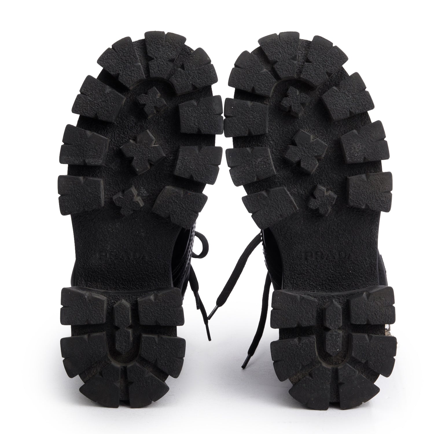 Prada Black Monolith Leather and Re-Nylon Boots with Pouch, Size 36.5 w/ Box