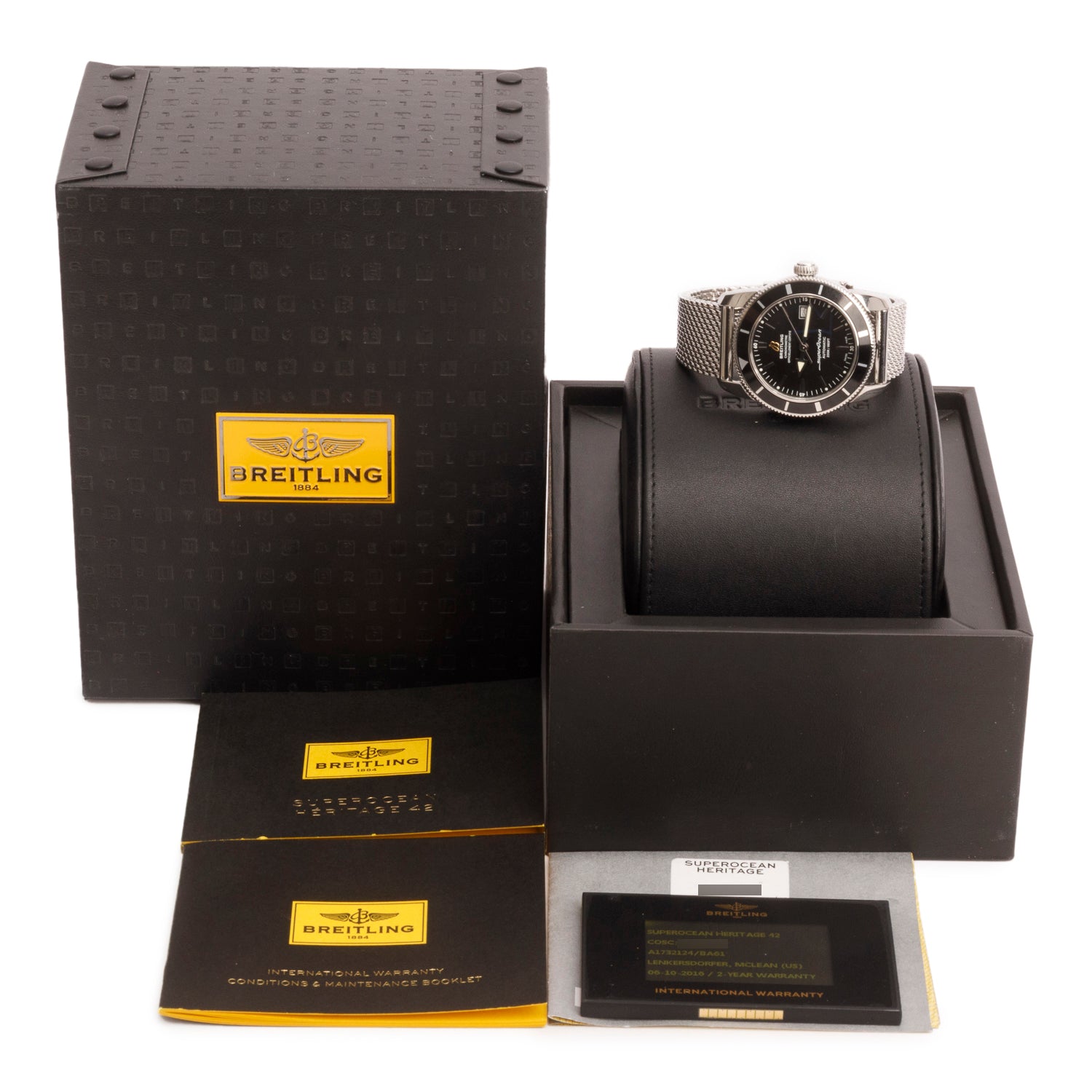 Breitling Stainless Steel Superocean Heritage 42 MM Automatic Watch Black Dial A17321 w/ Box & Papers