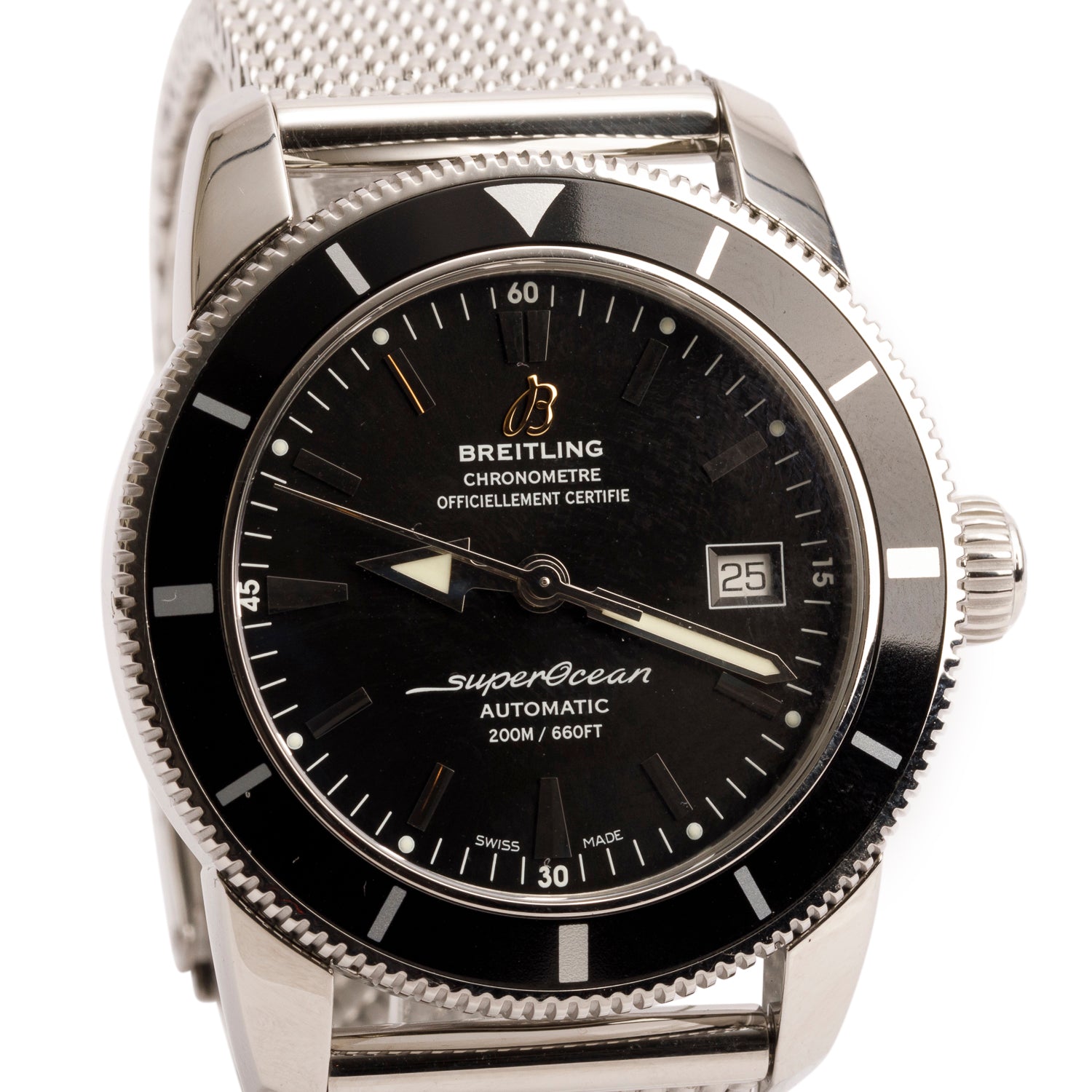 Breitling Stainless Steel Superocean Heritage 42 MM Automatic Watch Black Dial A17321 w/ Box & Papers