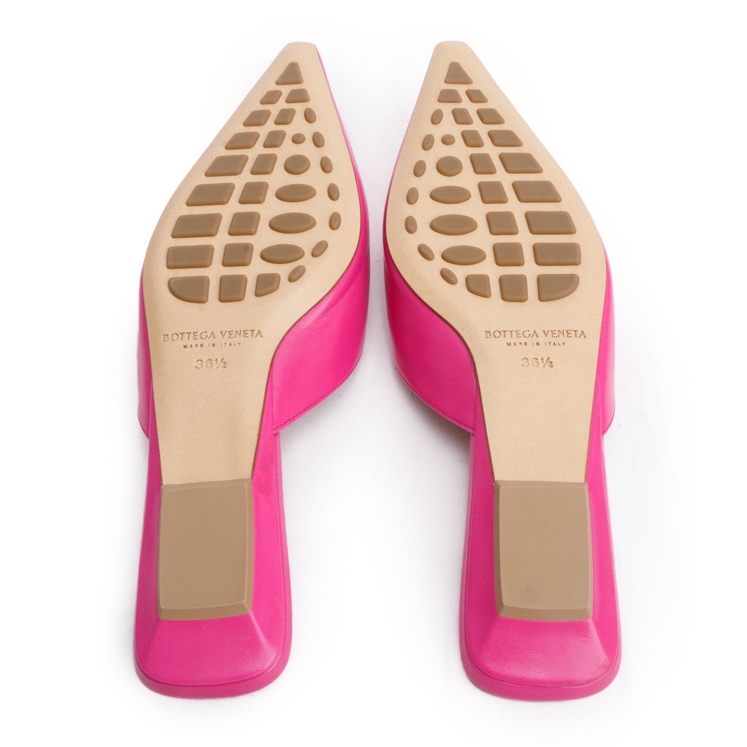 Bottega Veneta Pink Leather Point Slipper Mules, Size 36.5