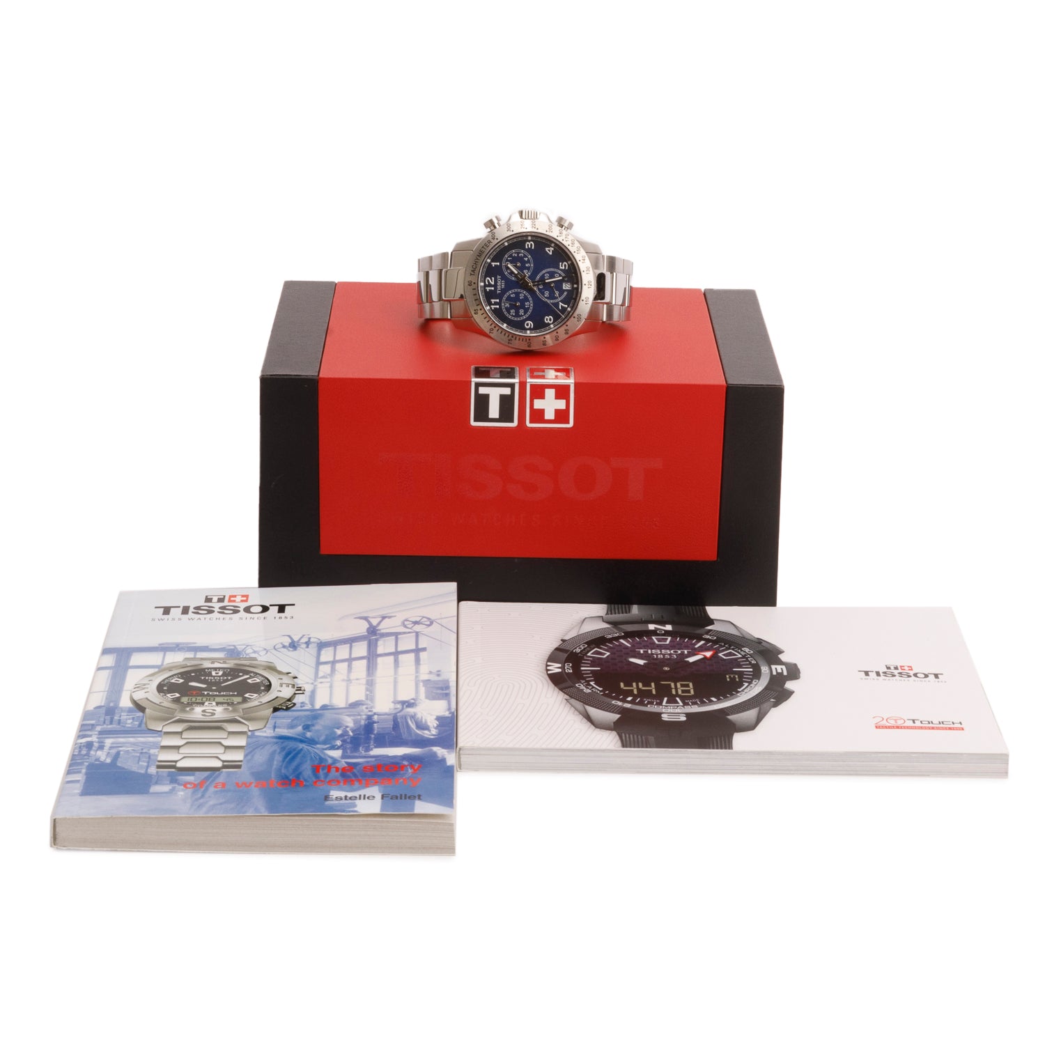 Tissot Stainless Steel T-Sport V8 42.5 MM Chronograph Quartz Watch Blue Dial w/ Box