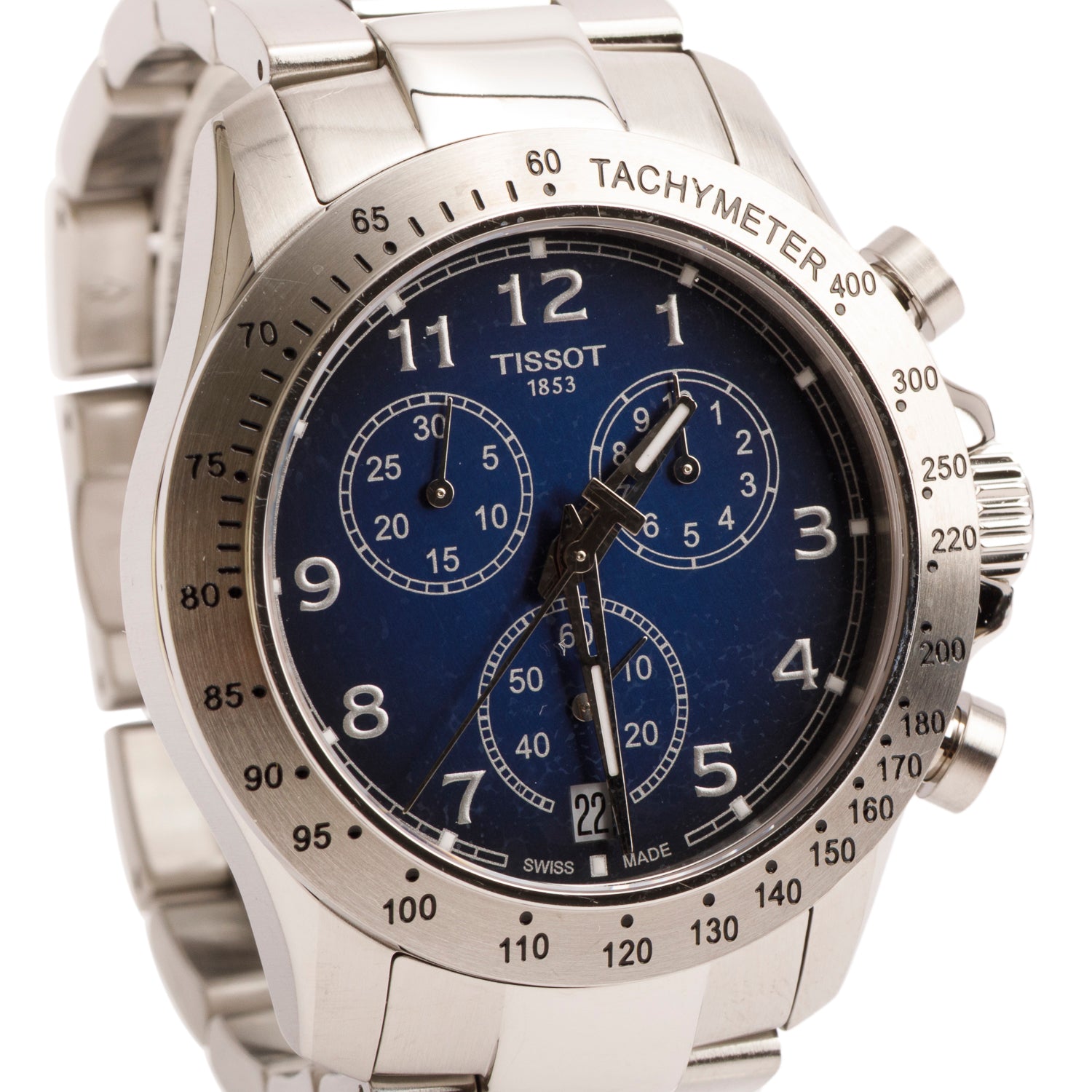 Tissot Stainless Steel T-Sport V8 42.5 MM Chronograph Quartz Watch Blue Dial w/ Box