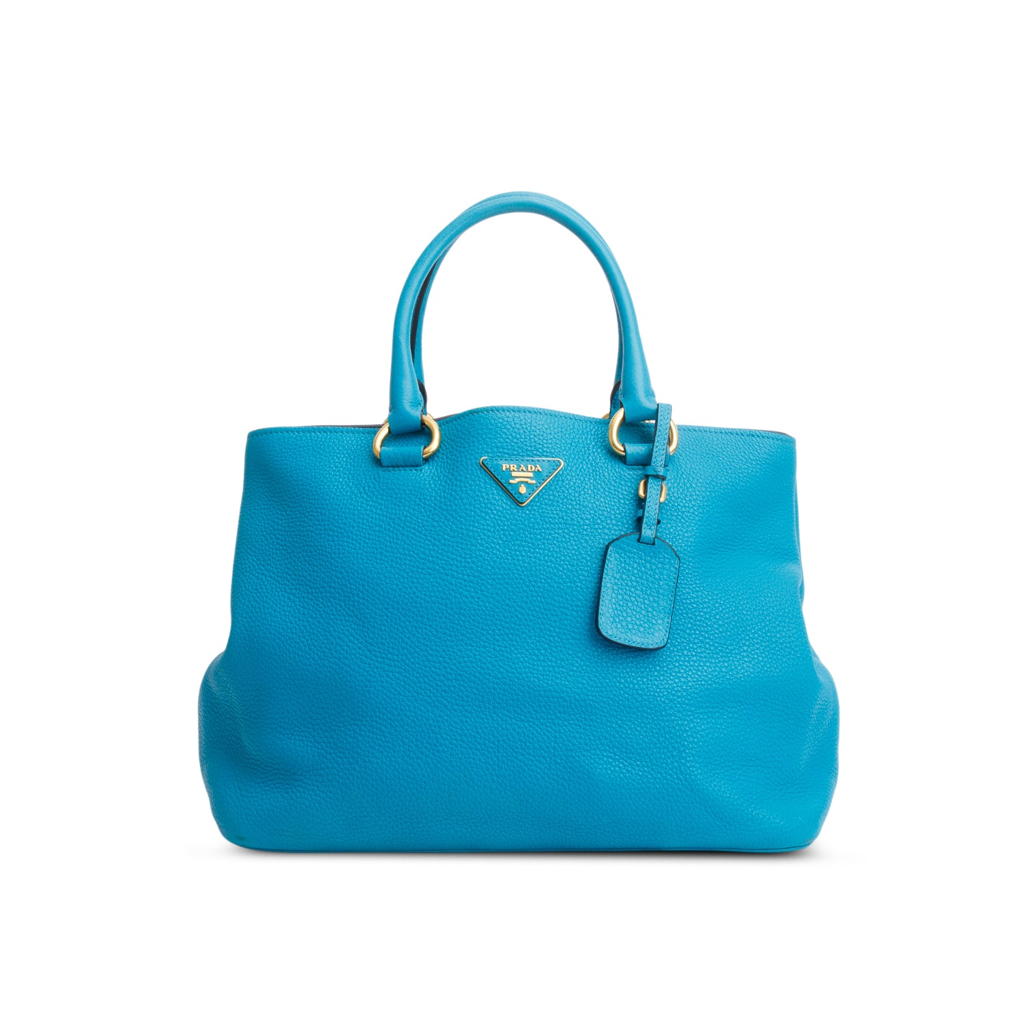 Prada Blue Vitello Daino Convertible Tote w/ Strap