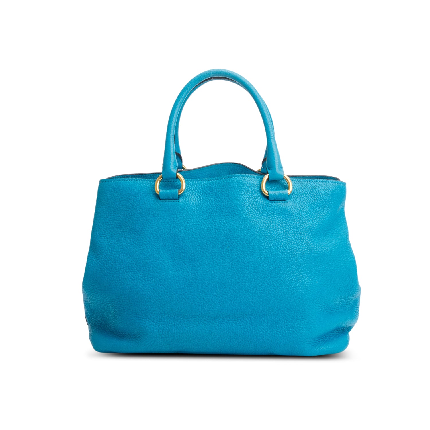 Prada Blue Vitello Daino Convertible Tote w/ Strap