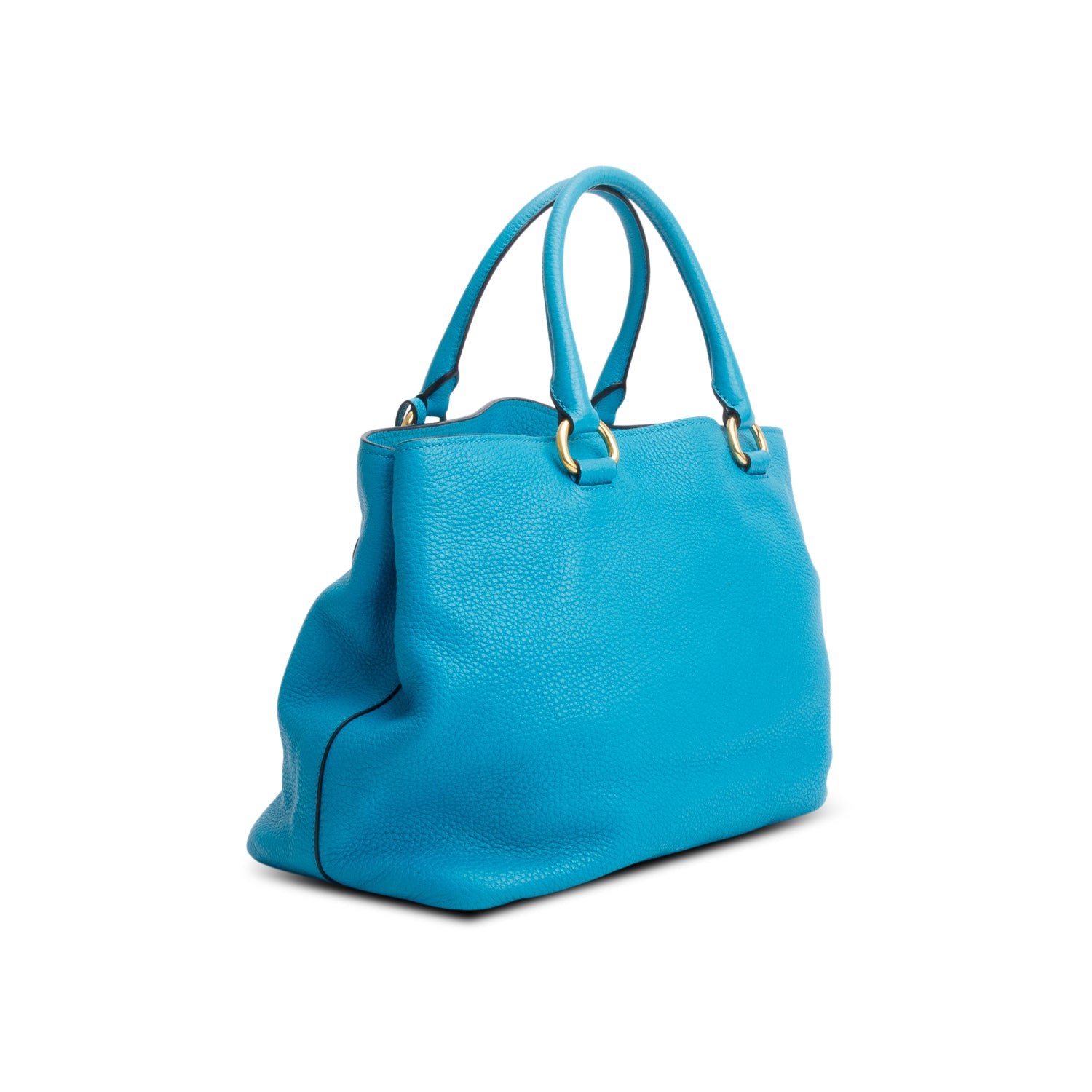 Prada Blue Vitello Daino Convertible Tote w/ Strap