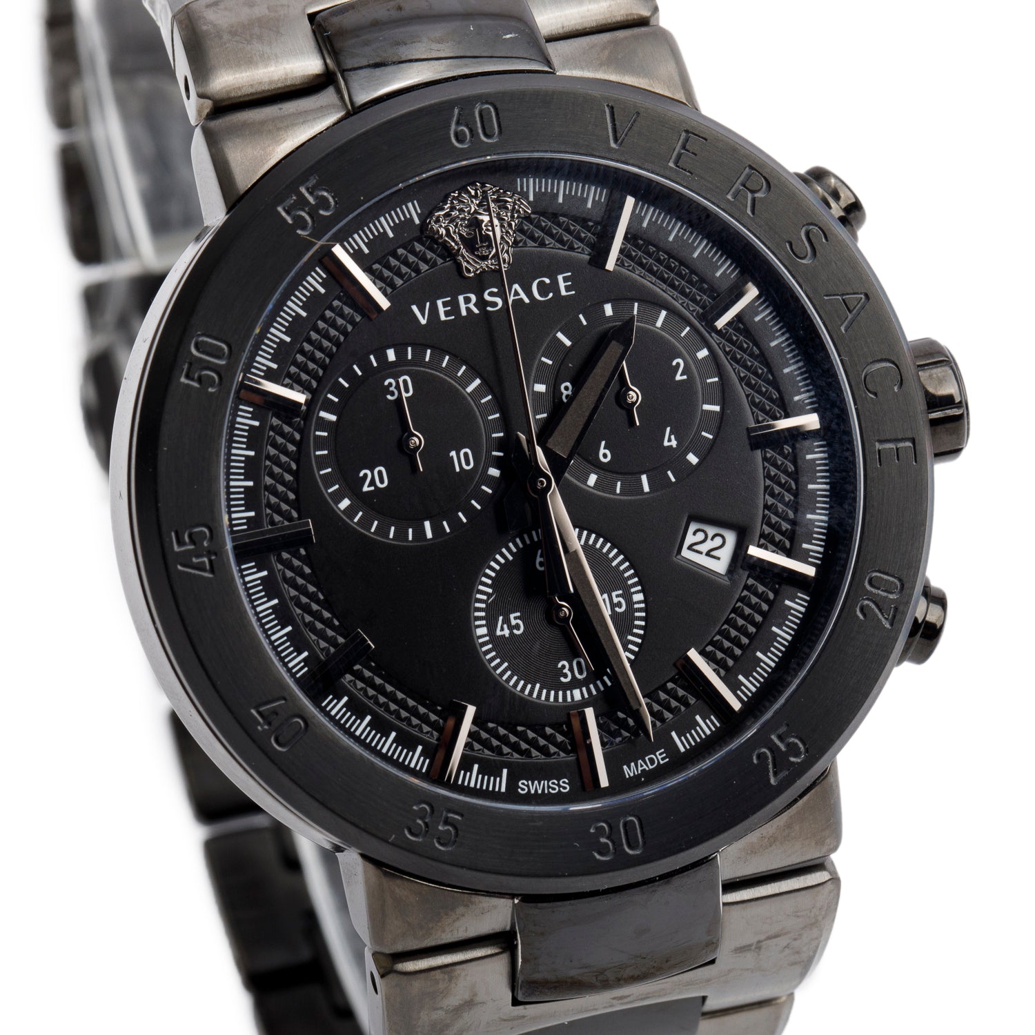 Versace Black PVD Stainless Steel Urban Mystique 43 MM Quartz Chronograph Watch Black Dial