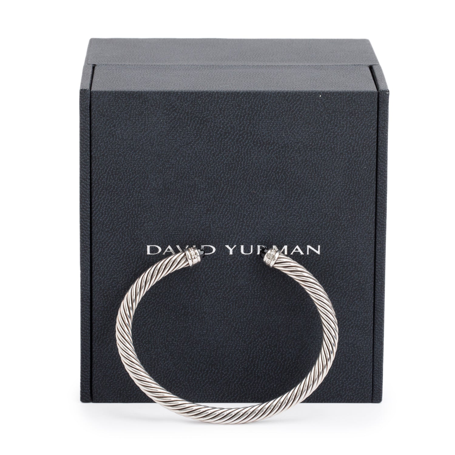 David Yurman Sterling Silver Onyx & Diamond 5 MM Cable Classics Bracelet w/ Box