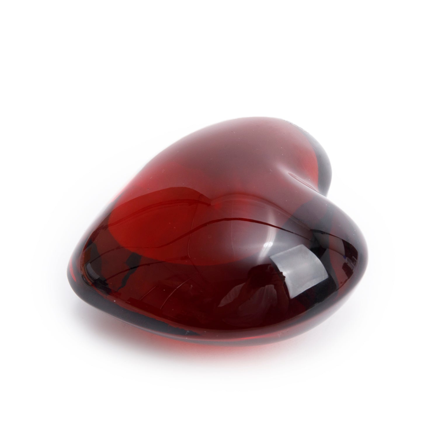 Baccarat Red Crystal Puffy Heart Paperweight w/ Box