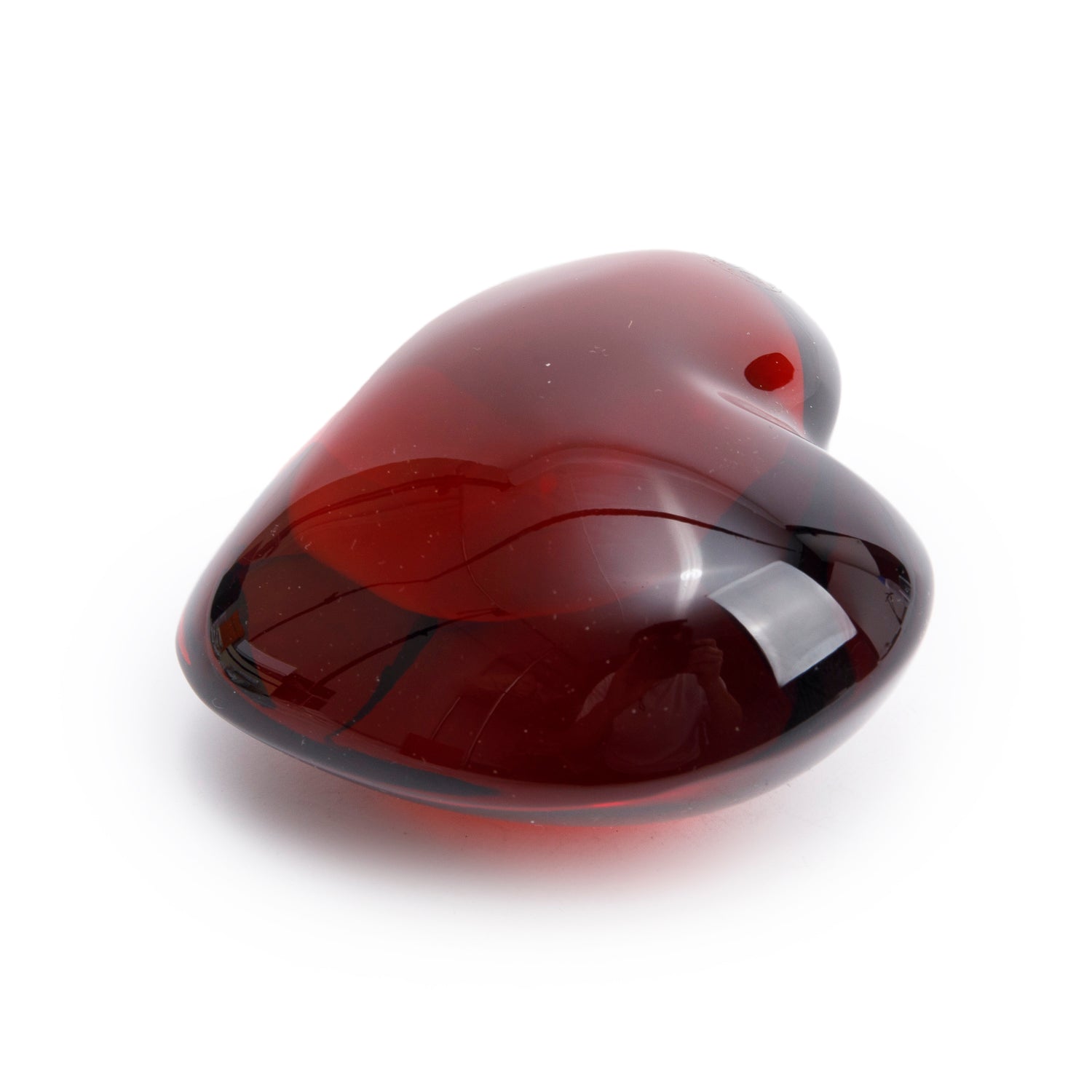 Baccarat Red Crystal Puffy Heart Paperweight w/ Box