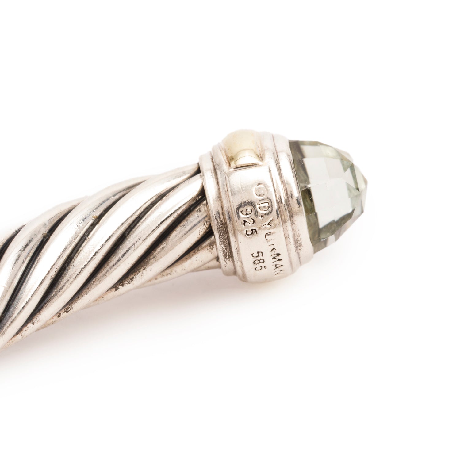 David Yurman Sterling Silver & 14k Yellow Gold Prasiolite 7 MM Cable Classics Bracelet