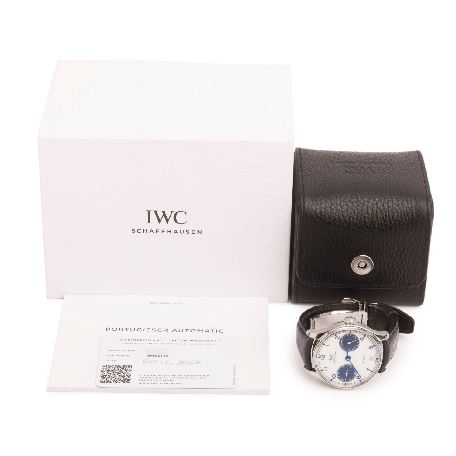 IWC 2022 Stainless Steel Portugieser 42.3 MM Automatic Watch White Dial IW500715 w/ Box & Papers