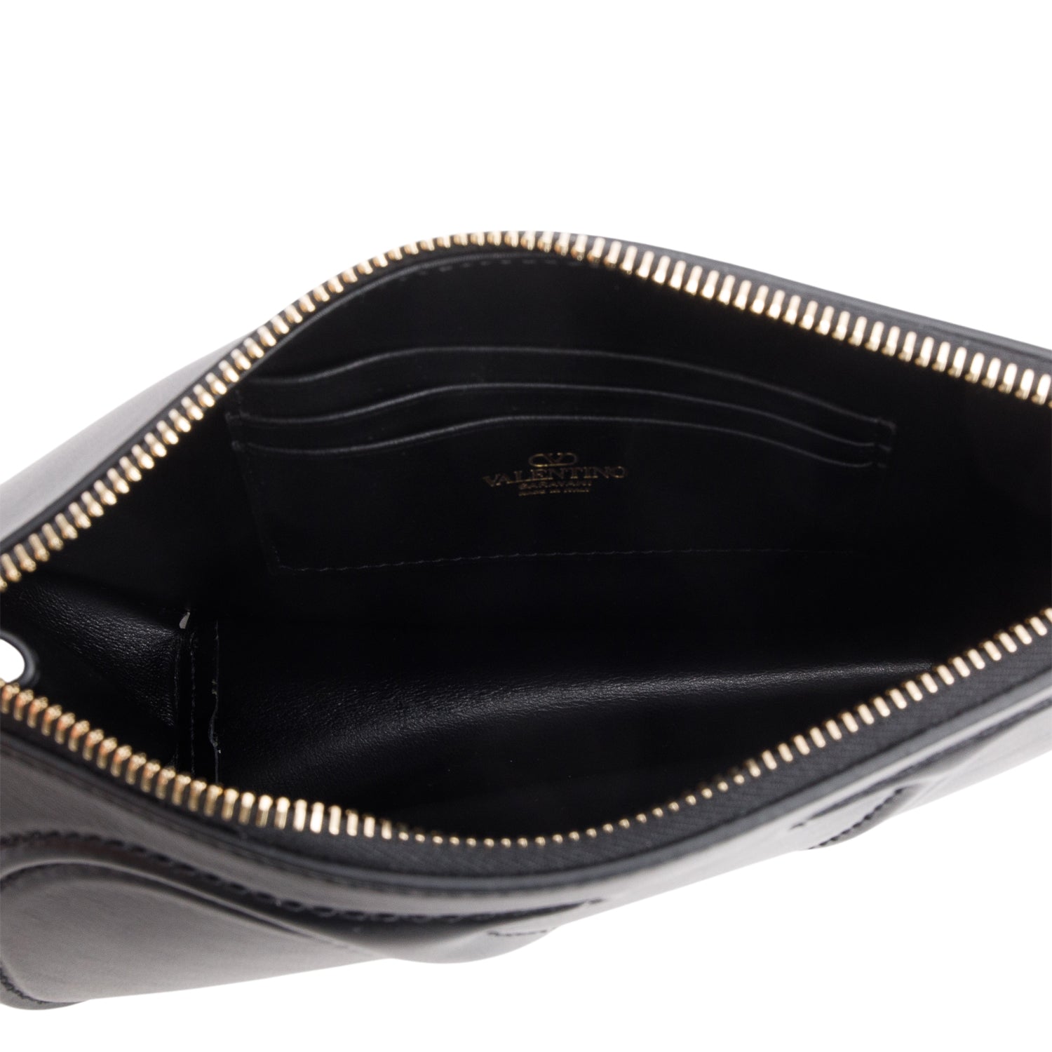 Valentino Gravani Black Leather VLogo Pouch