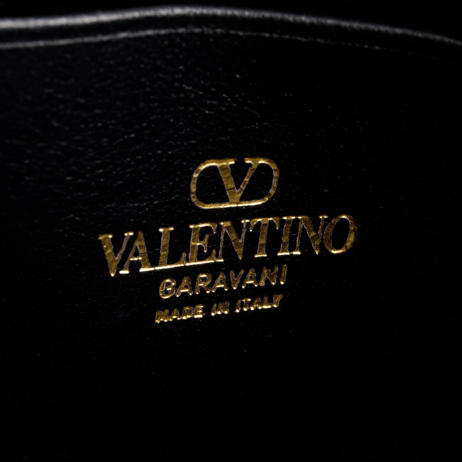 Valentino Gravani Black Leather VLogo Pouch