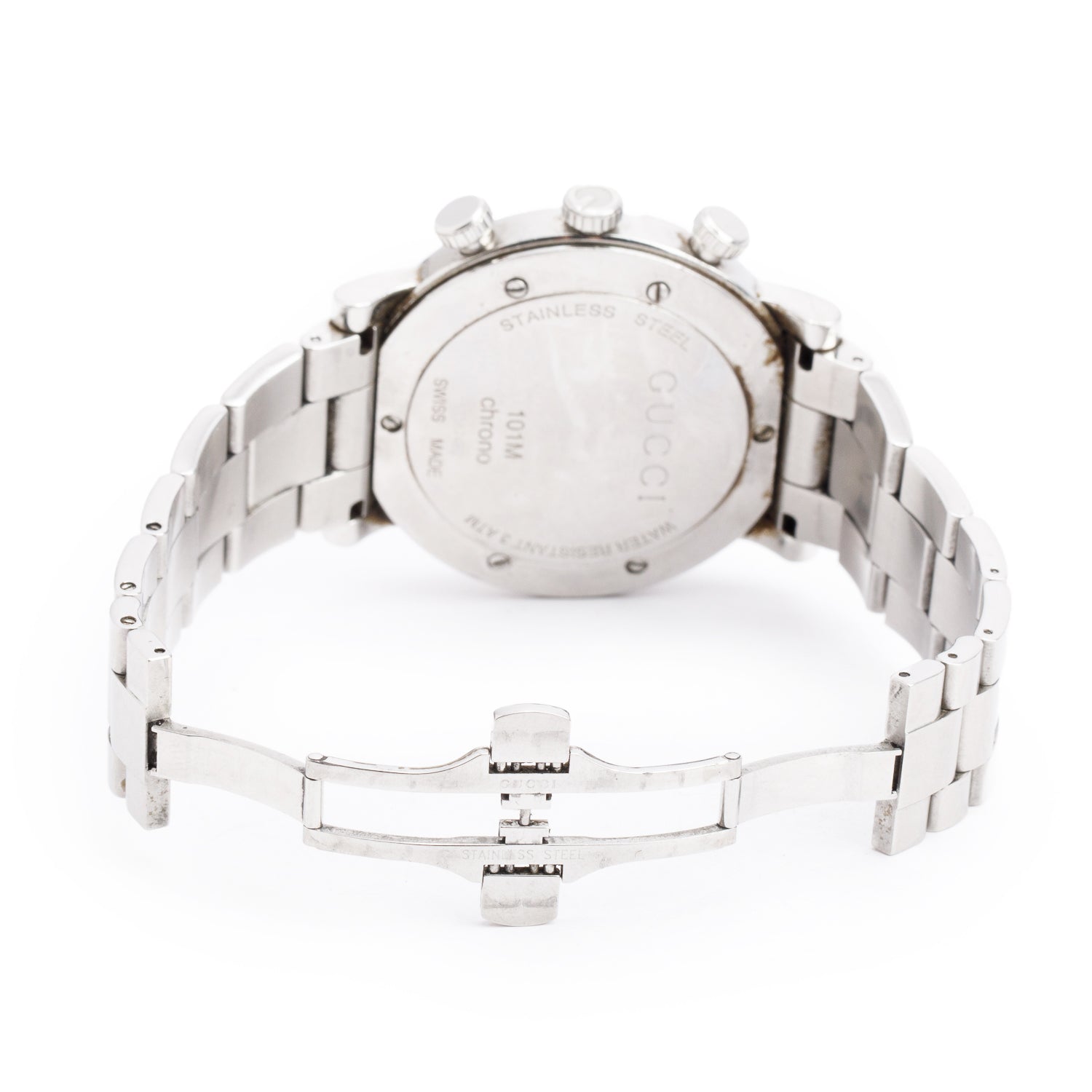 Gucci Staineless Steel Diamond Bezel G-Chrono 44MM Watch Black Dial