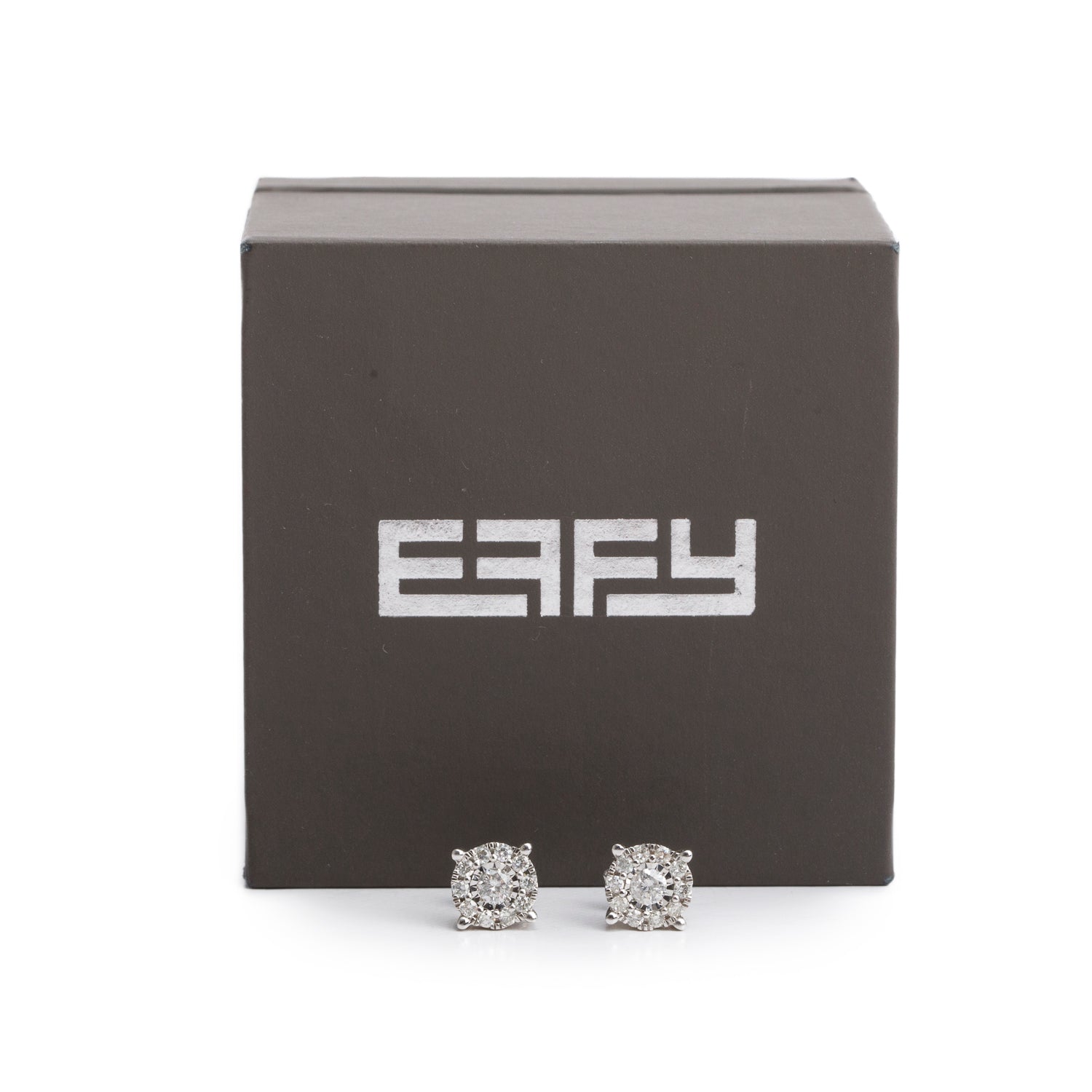 Effy 14k White Gold Diamond Cluster Stud Earrings w/ Box