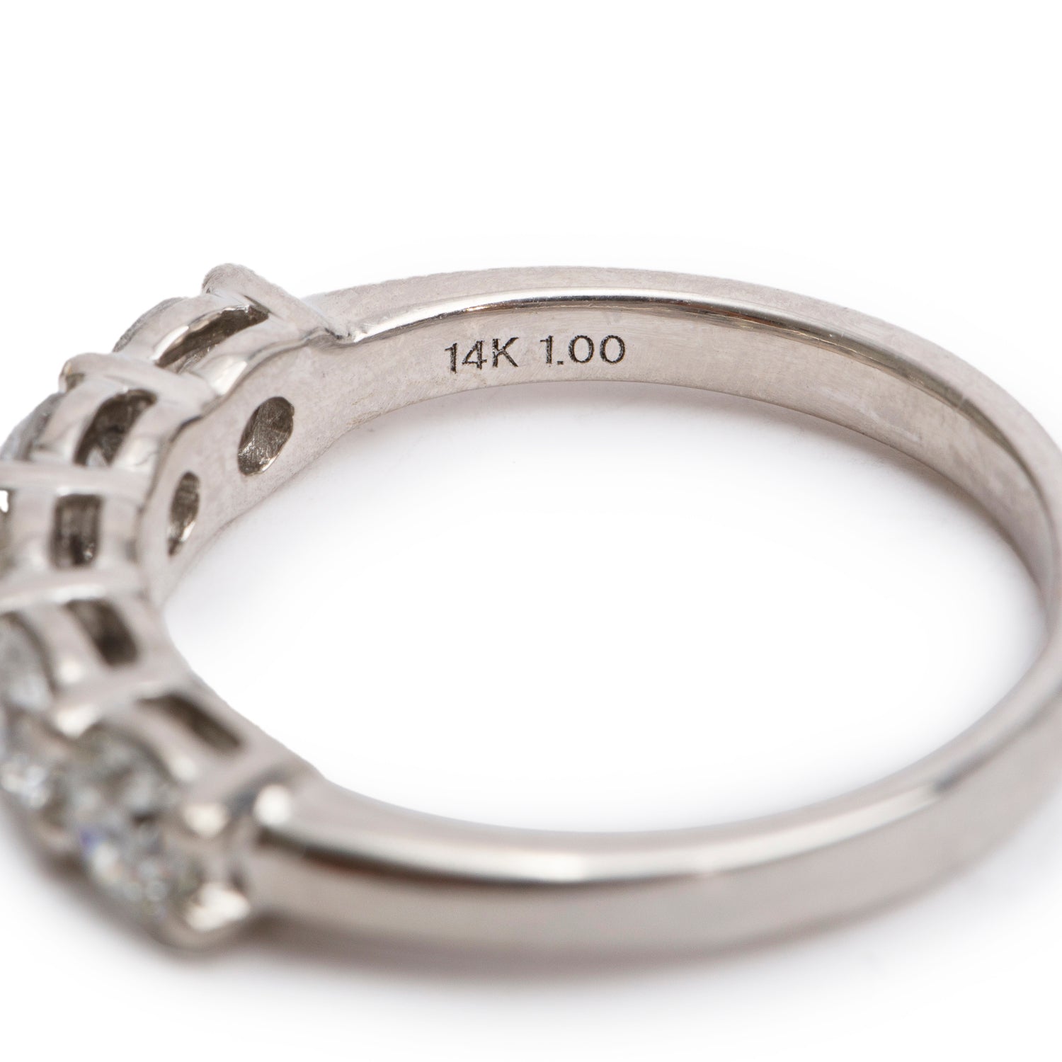 14k White Gold Five-Stone Diamond Band Ring, Size 7