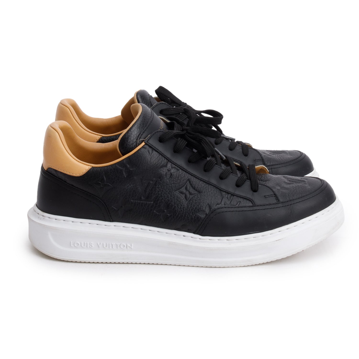 Louis Vuitton 2023 Black Monogram Embosssed Leather Beverly Hills Sneakers, Men's Size 9